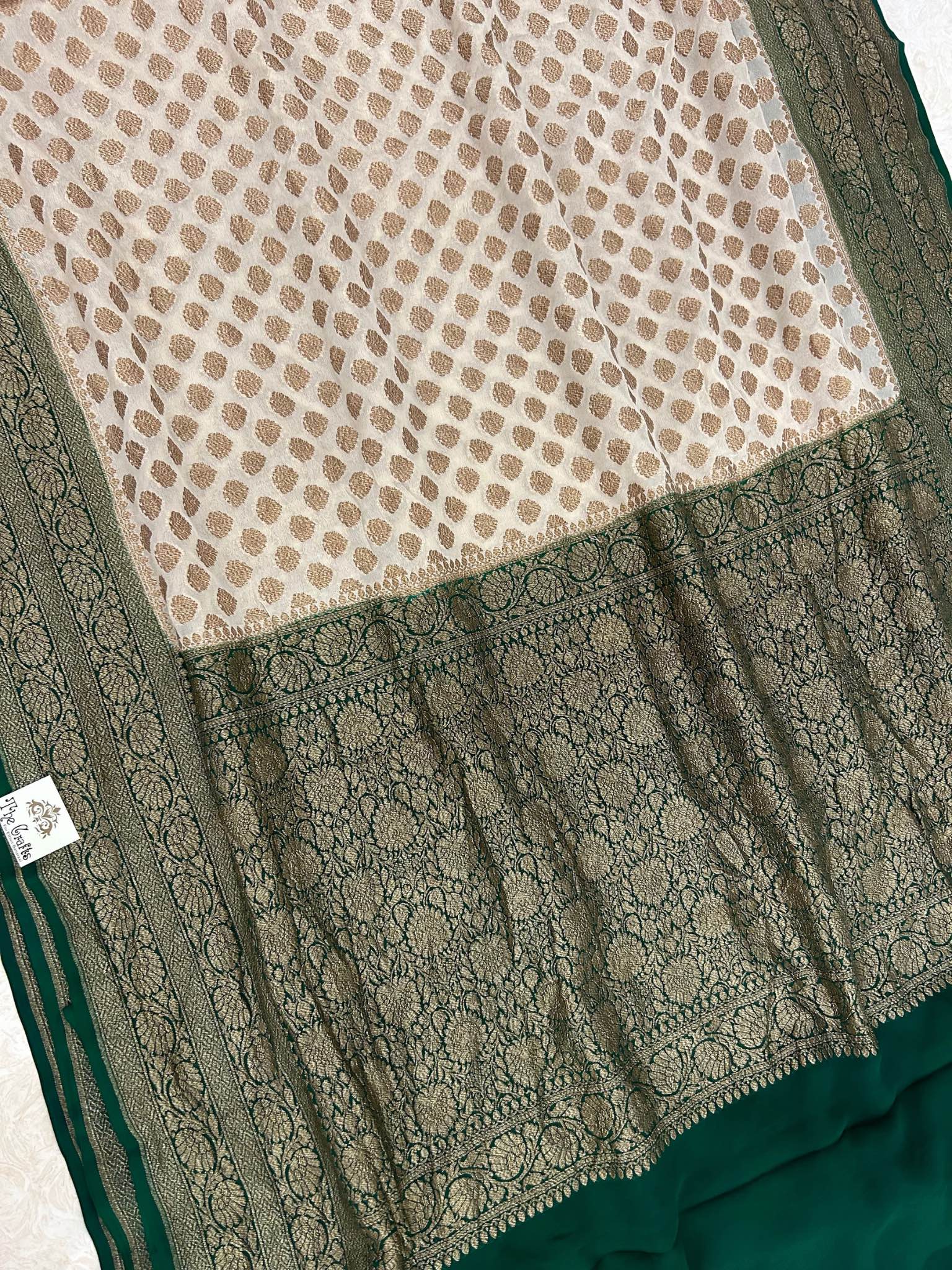 Khaddi Georgette Banarasi Saree - Antique Zari