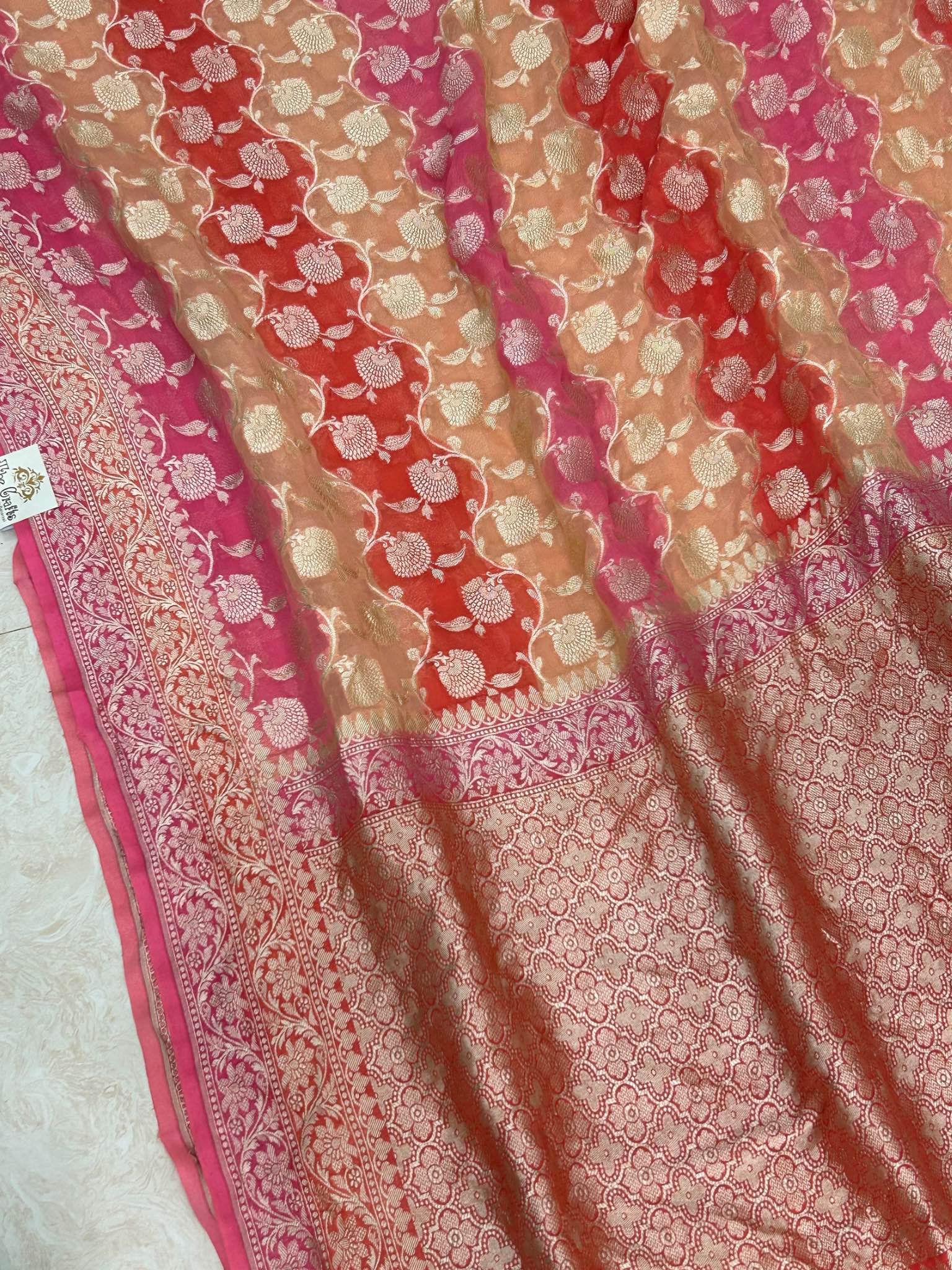Khaddi Georgette Handloom Banarasi Saree