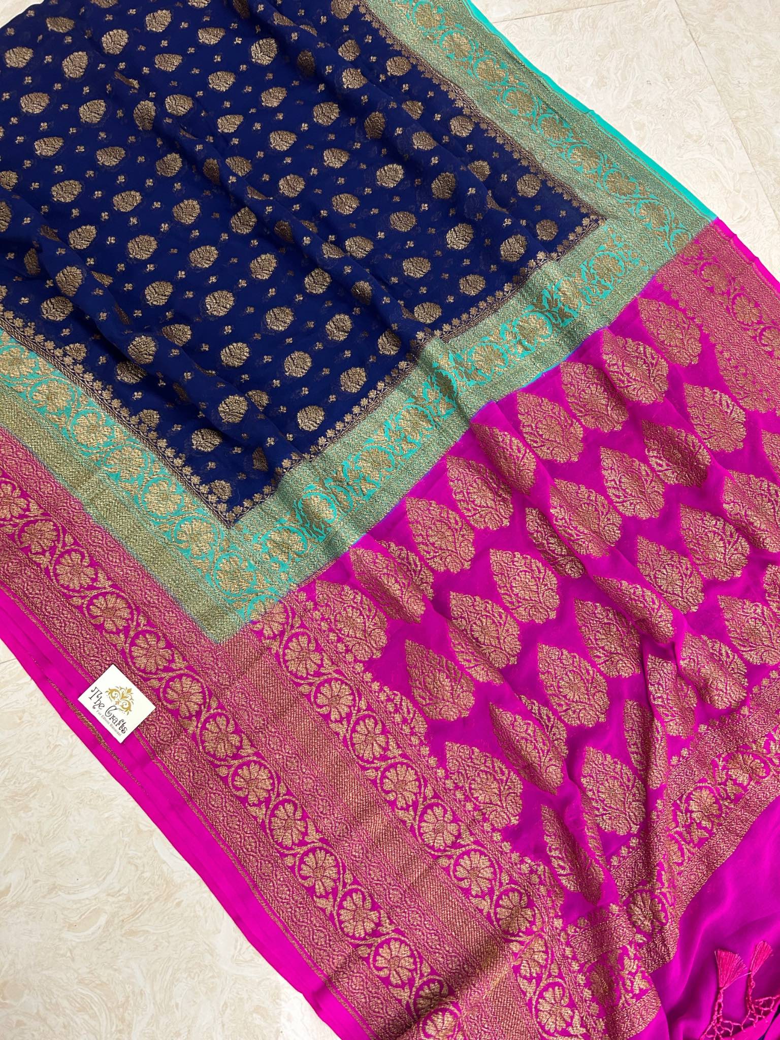 Khaddi Georgette Banarasi Saree - Antique Zari
