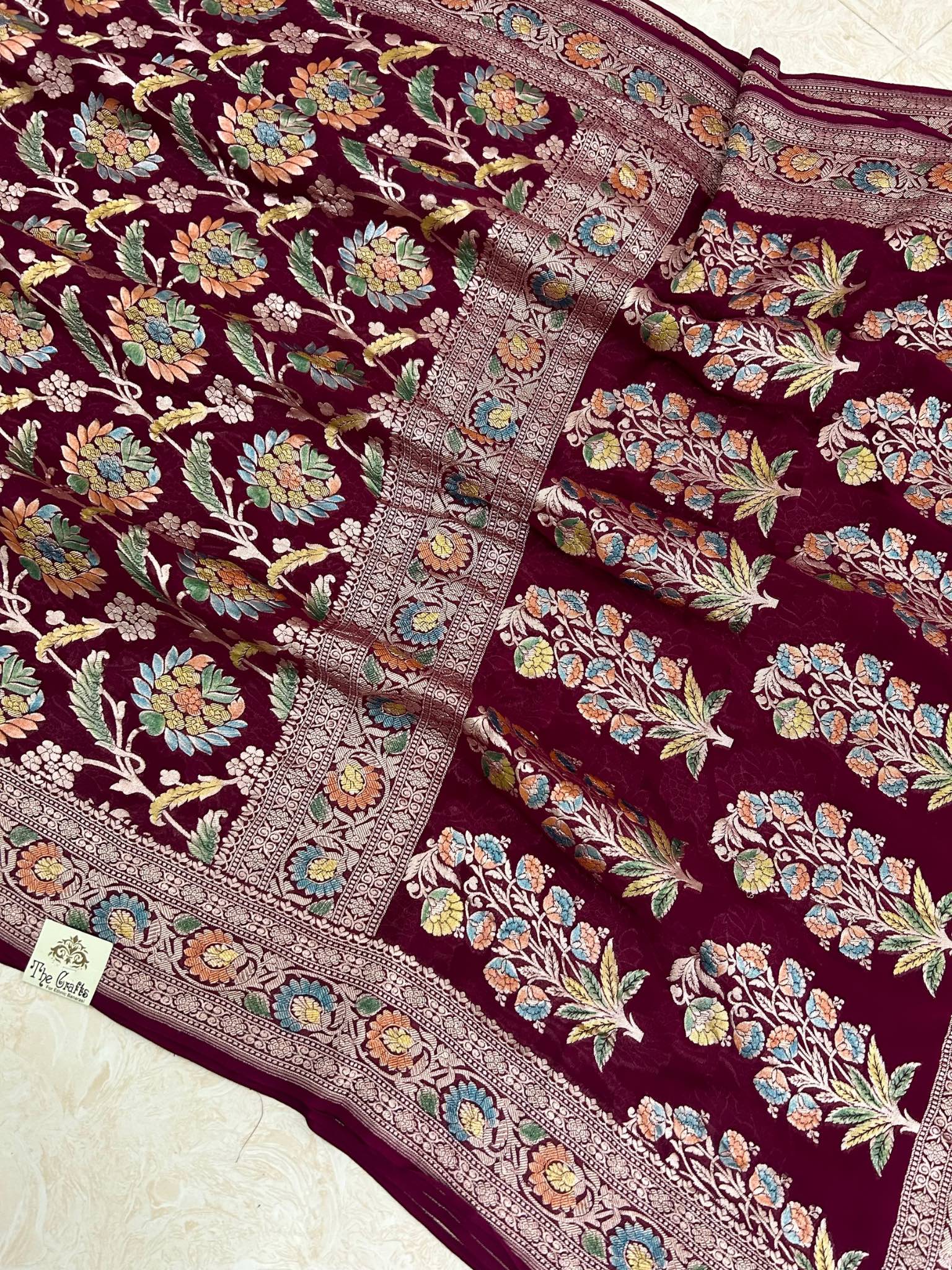 Khaddi Georgette Handloom Banarasi Saree