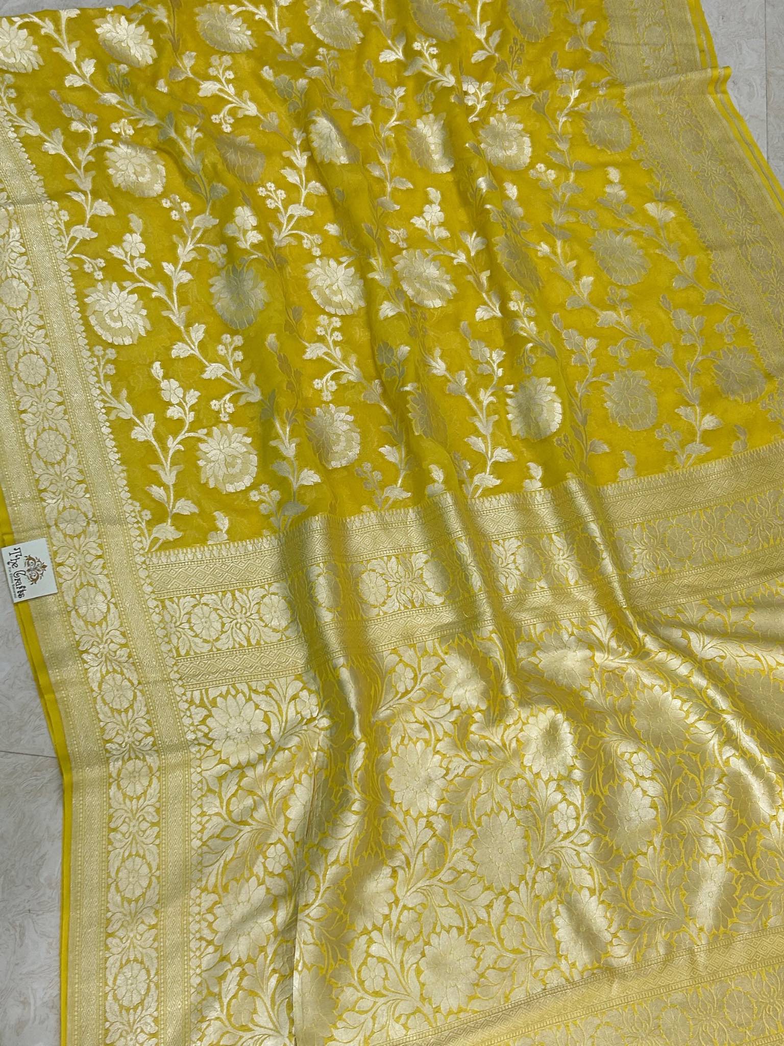 Khaddi Georgette Handloom Banarasi Saree - Water Zari