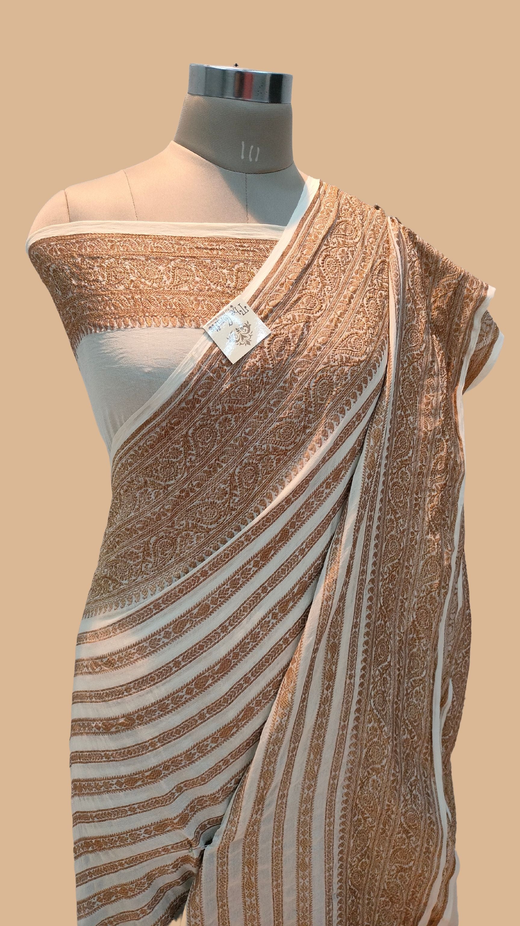 Khaddi Georgette Banarasi Saree - Antique Zari