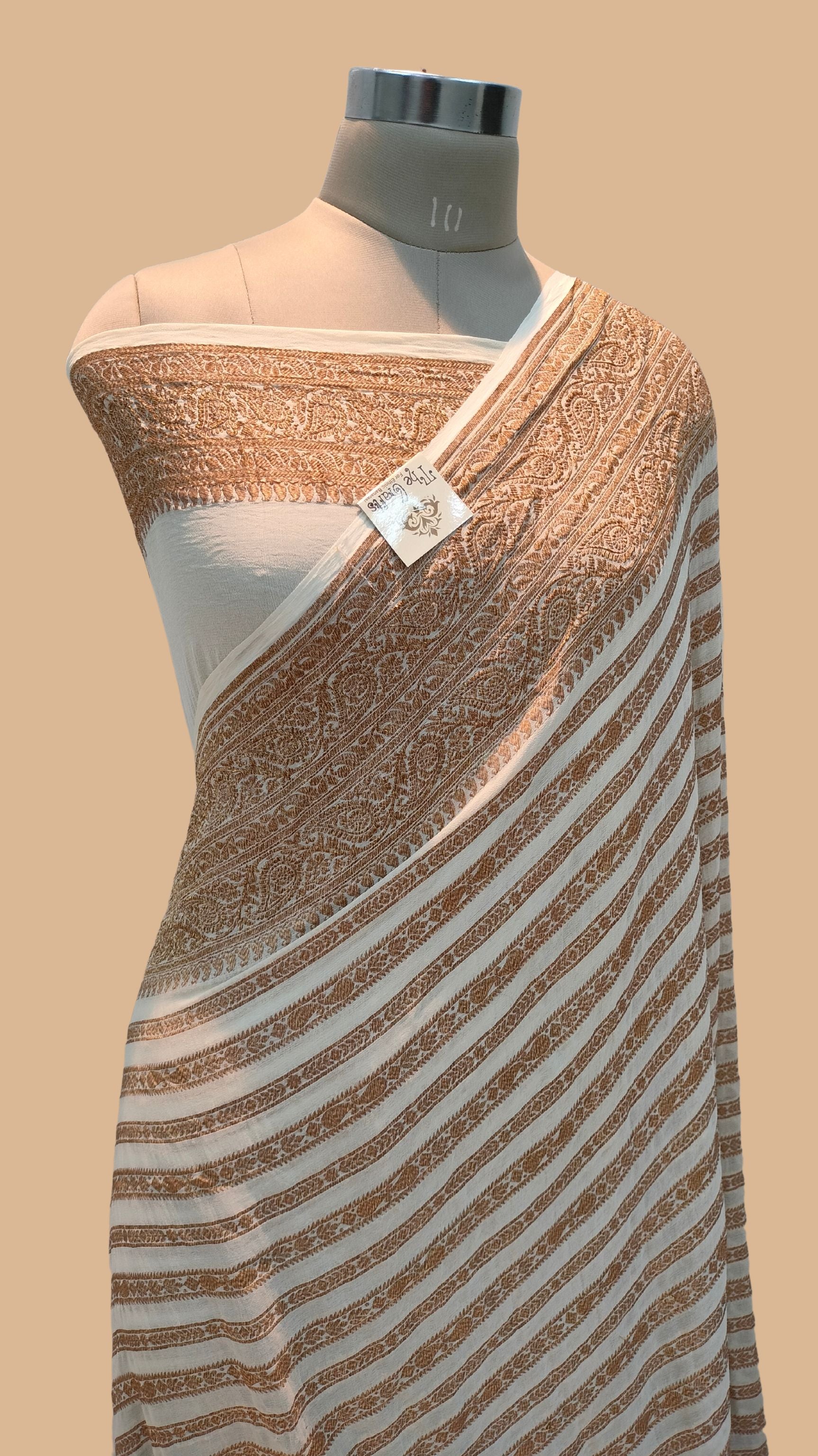 Khaddi Georgette Banarasi Saree - Antique Zari