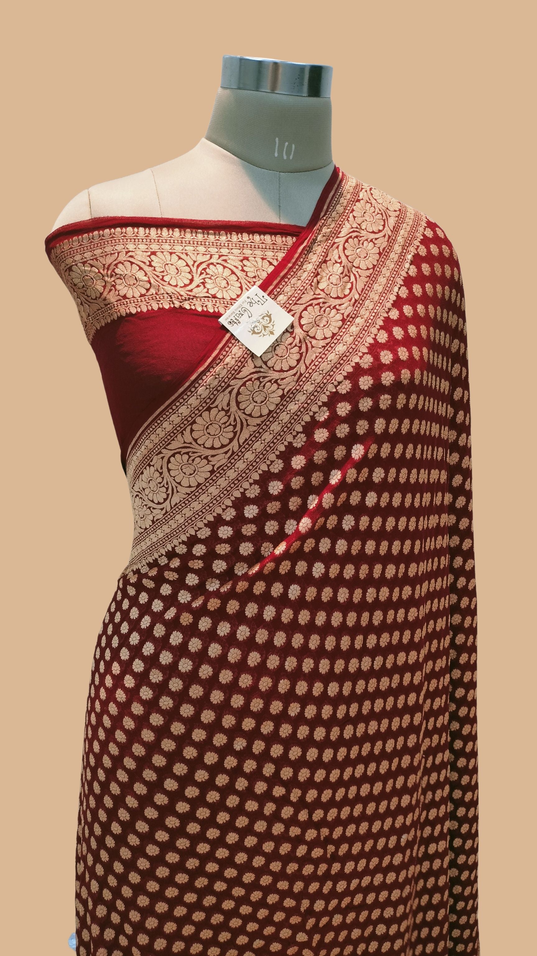 Khaddi Georgette Banarasi Saree - Gold Zari