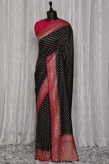 Khaddi Georgette Banarasi Saree - Antique Zari - The Crafts Clothing