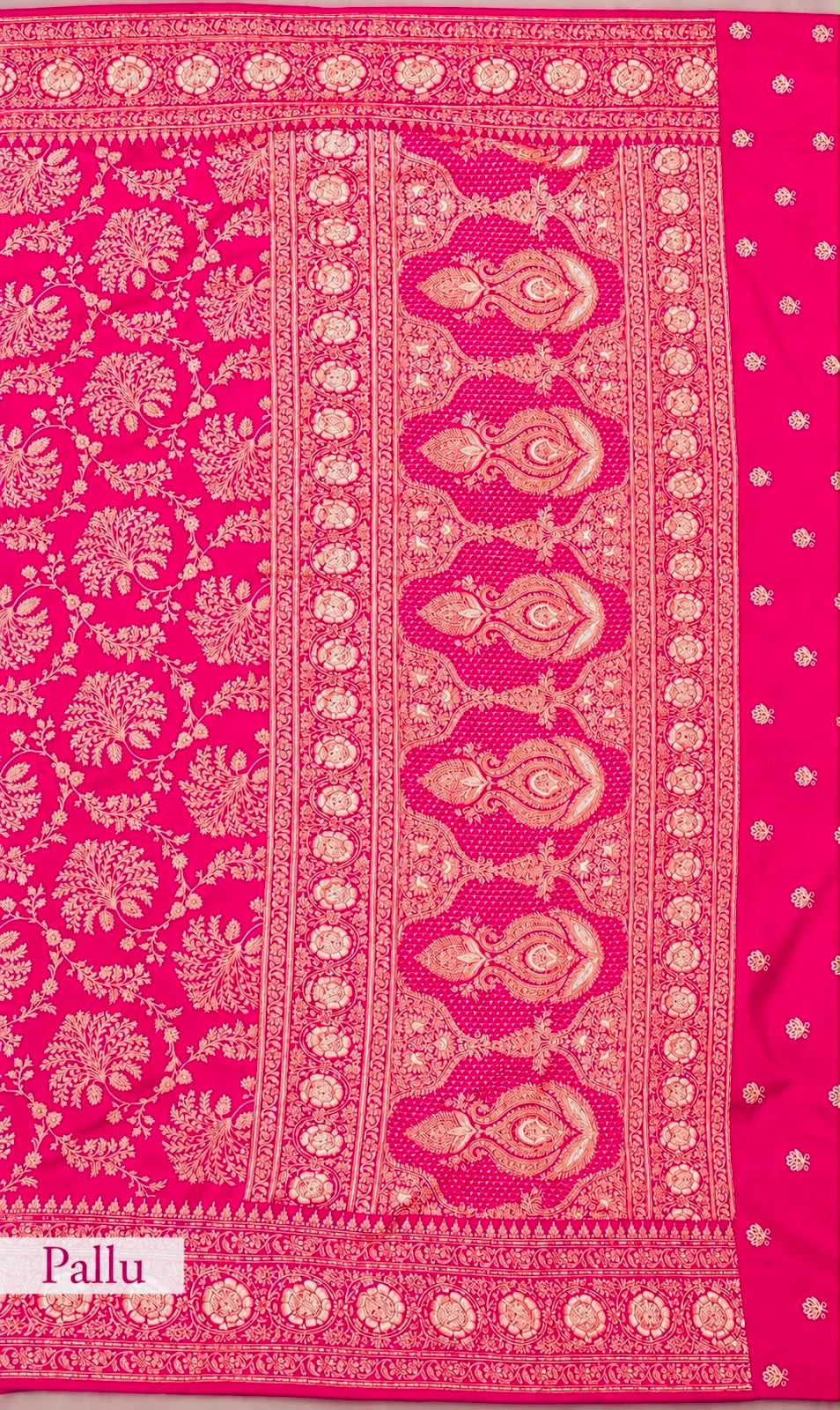 Pure Katan Silk Handloom Banarasi Saree with Gotta Patti Zardozi Handwork