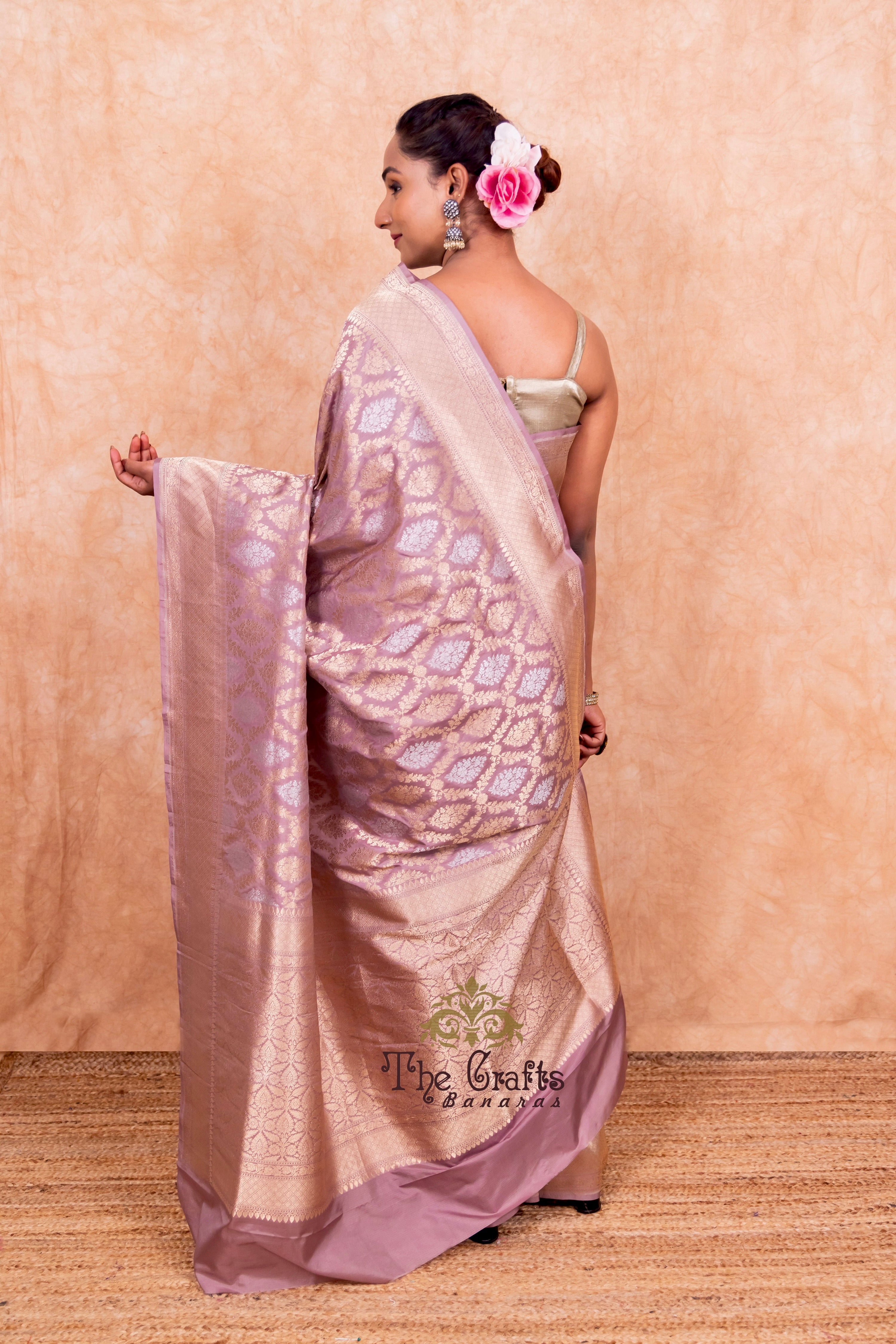 Pure Katan Silk Handloom Banarasi Saree - All over Sona Roopa Jaal work