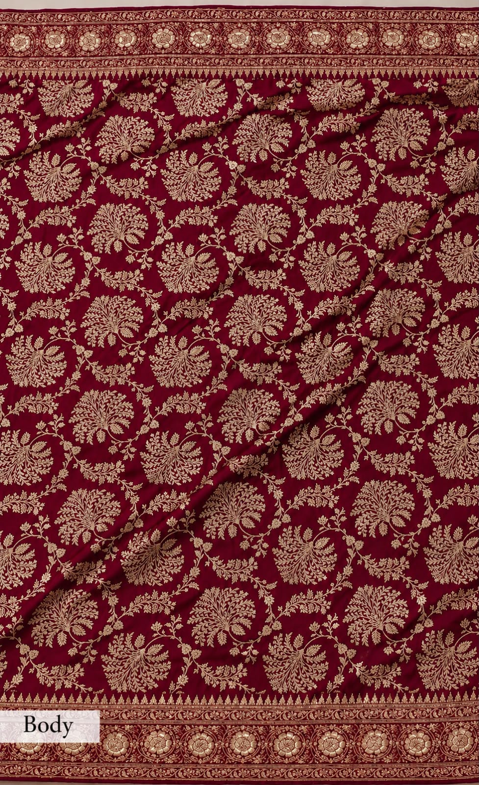 Pure Katan Silk Handloom Banarasi Saree with Gotta Patti Zardozi Handwork