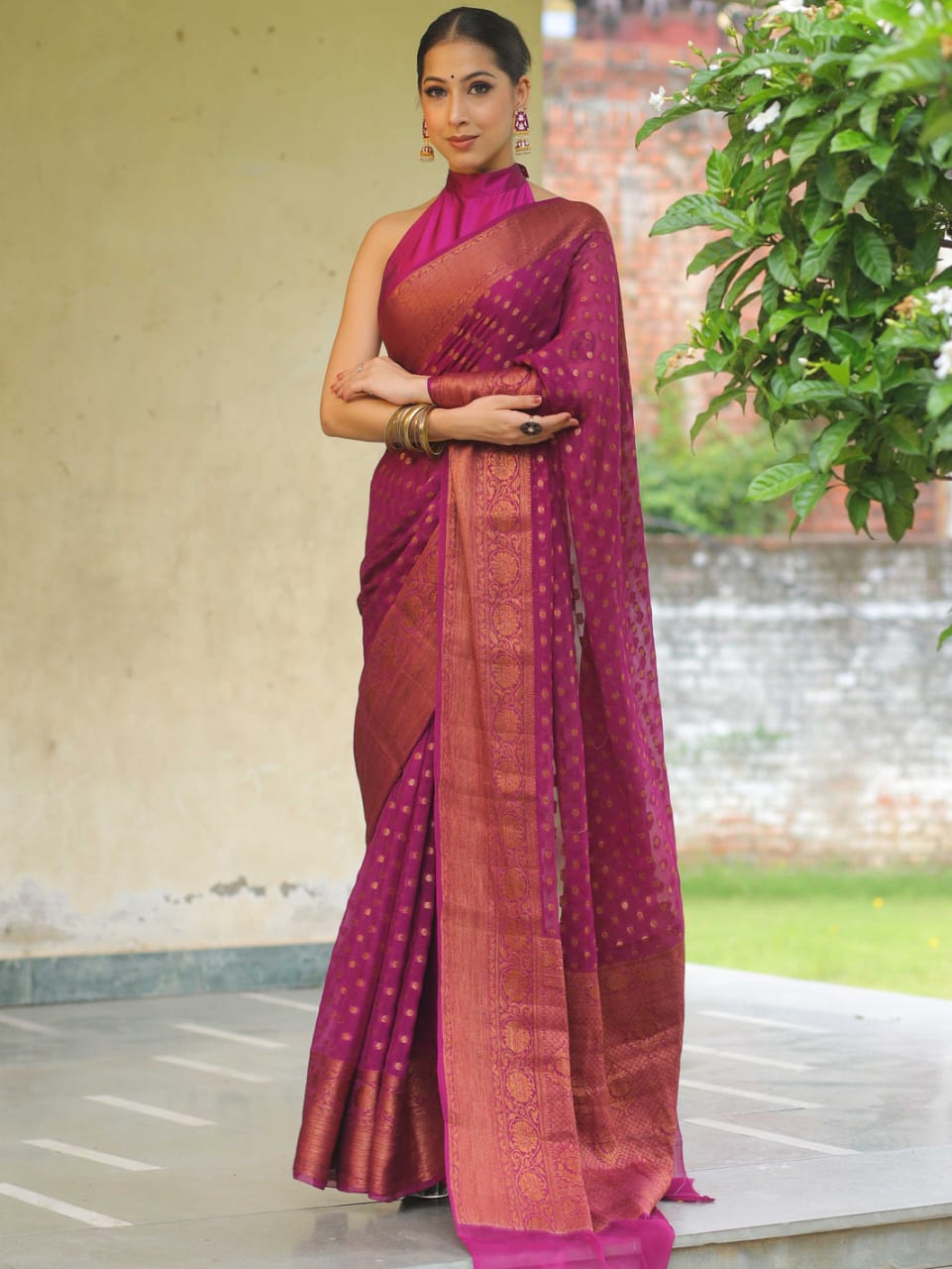 Pure Khaddi Chiffon Banarasi Saree