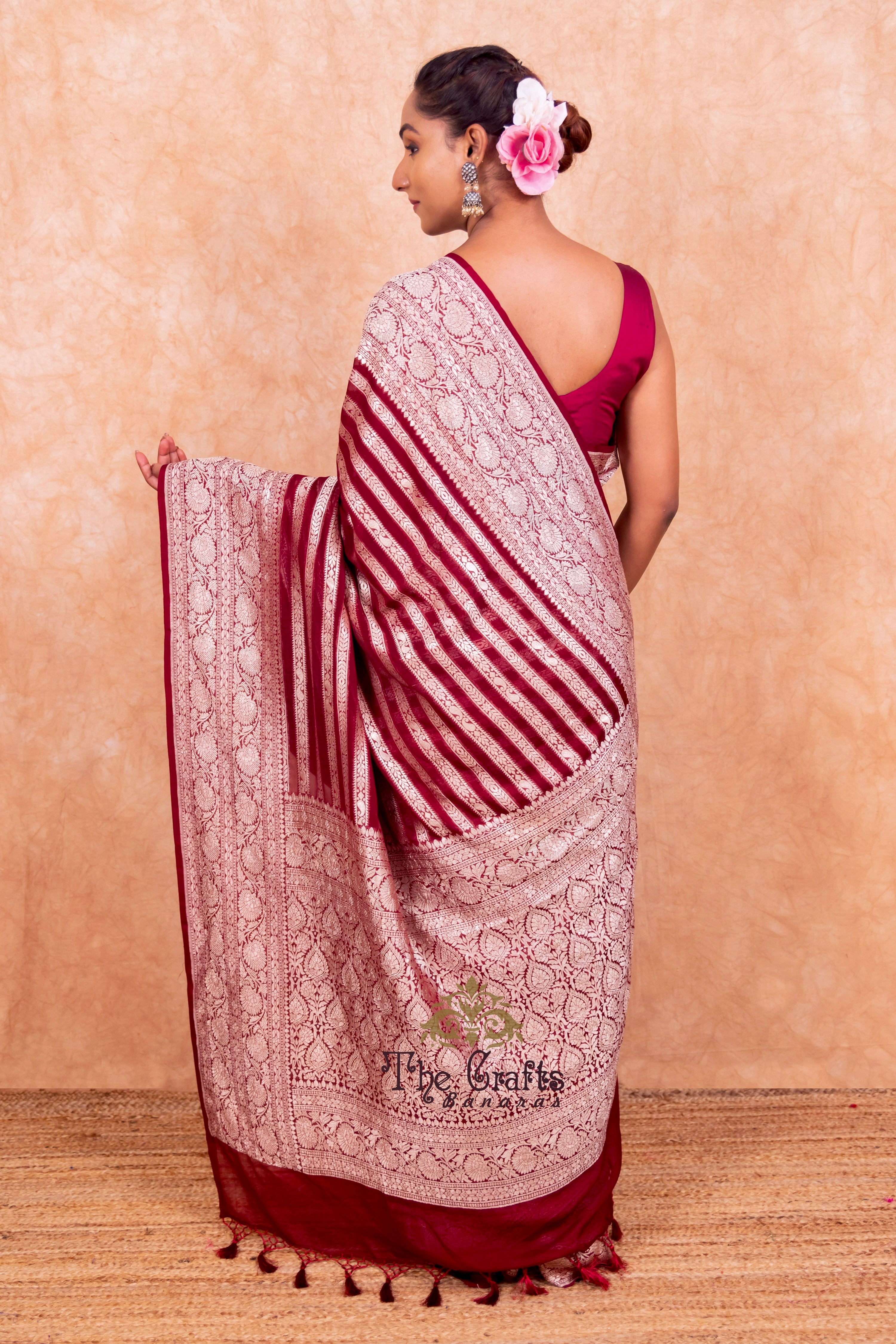 Khaddi Georgette Handloom Banarasi Saree