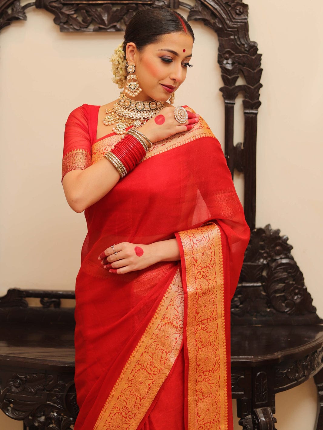 Pure Khaddi Chiffon Banarasi Saree