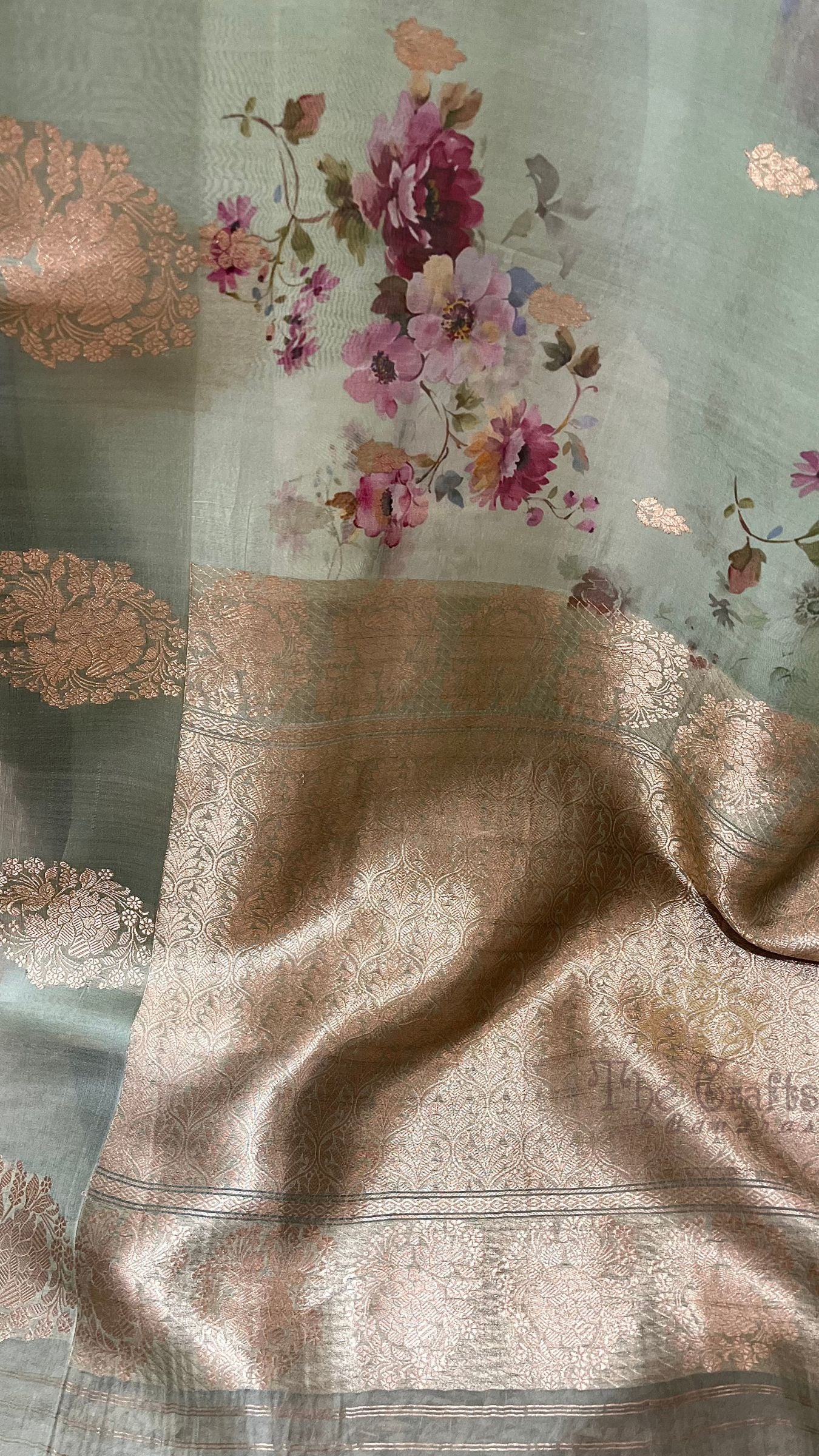 Pure Kora Silk Banarasi Saree - with Digital Print