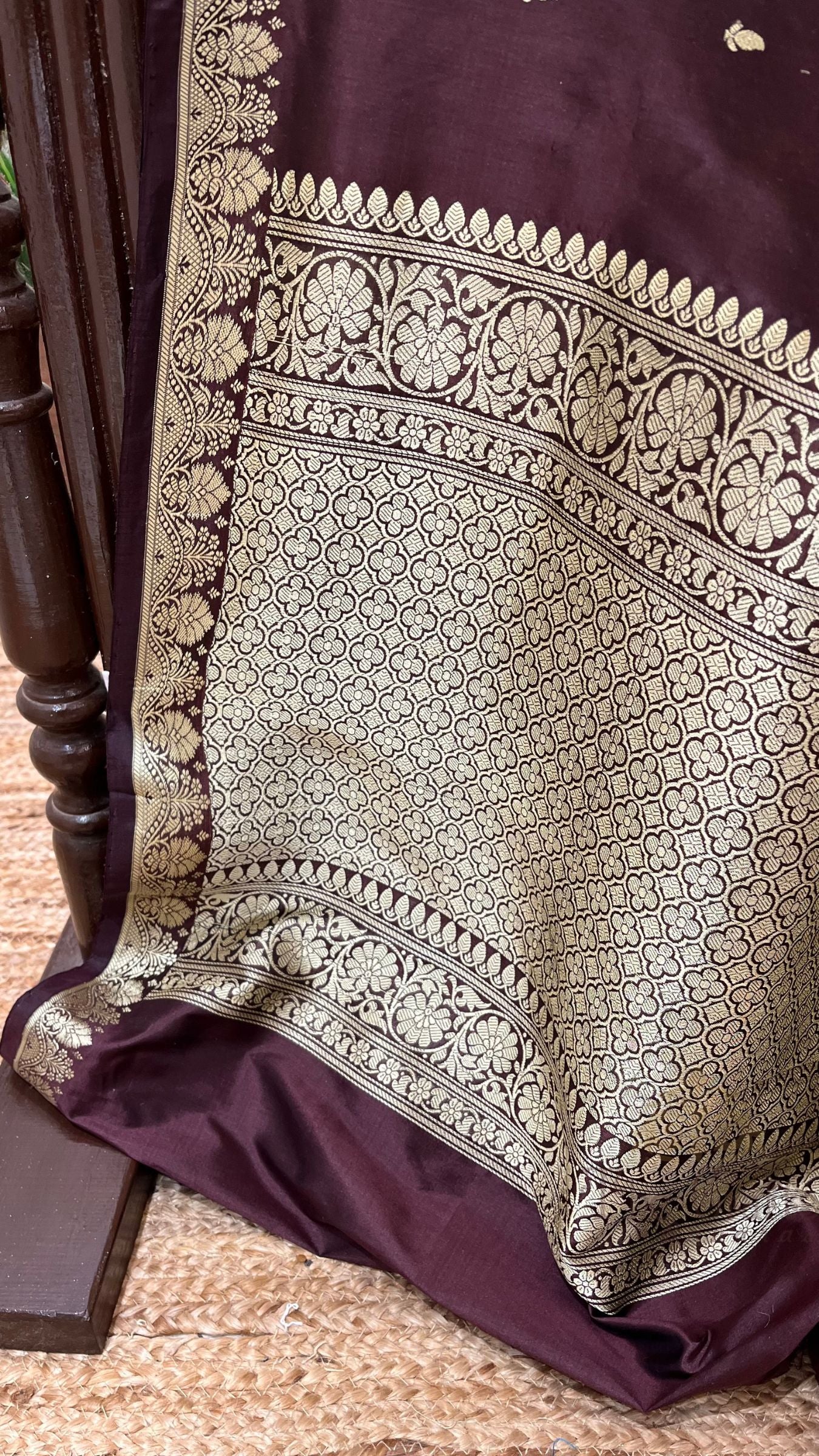 Pure Katan Silk Handloom Banarasi Saree - Resham Chunri Buti