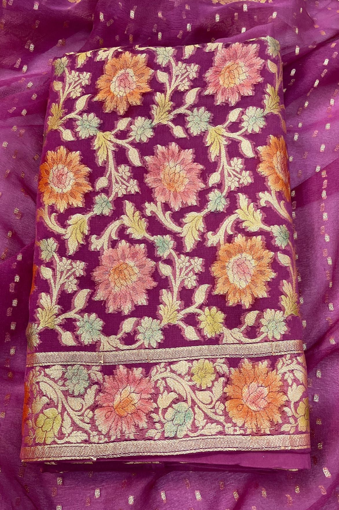 Khaddi Georgette Banarasi Dress Material