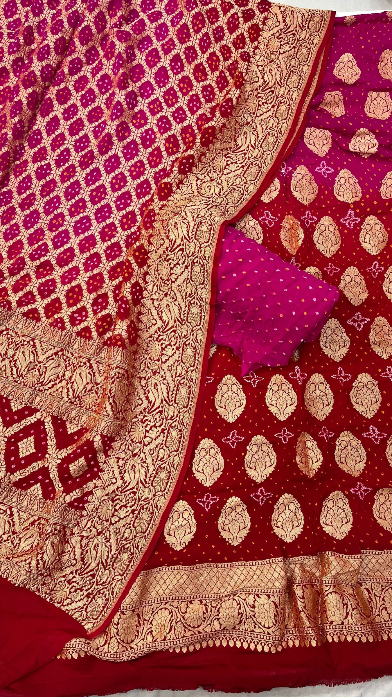 Pure Georgette Banarasi Bandhej Dress Material