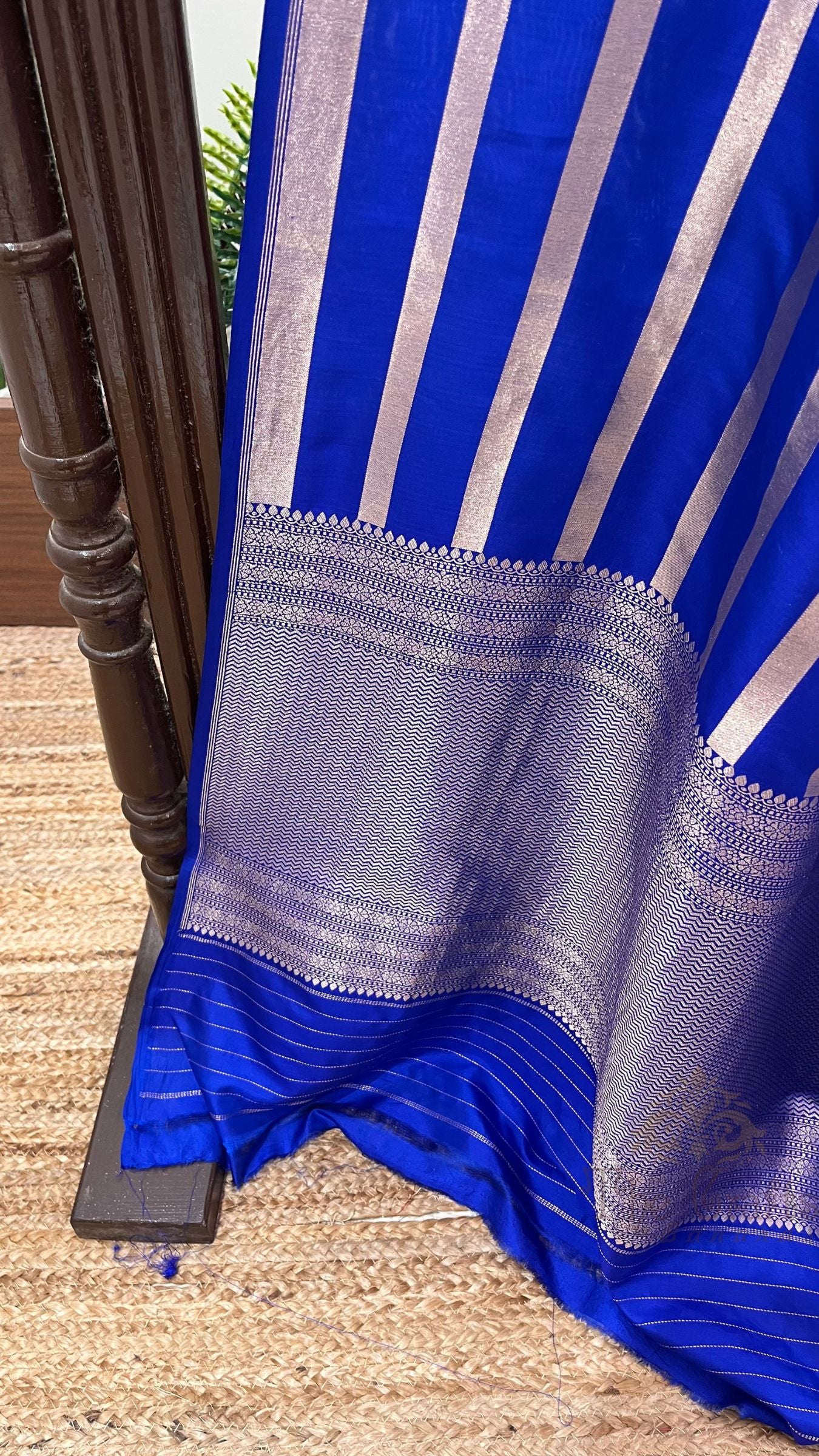 Pure Katan Silk Handloom Banarasi Saree - Stripes