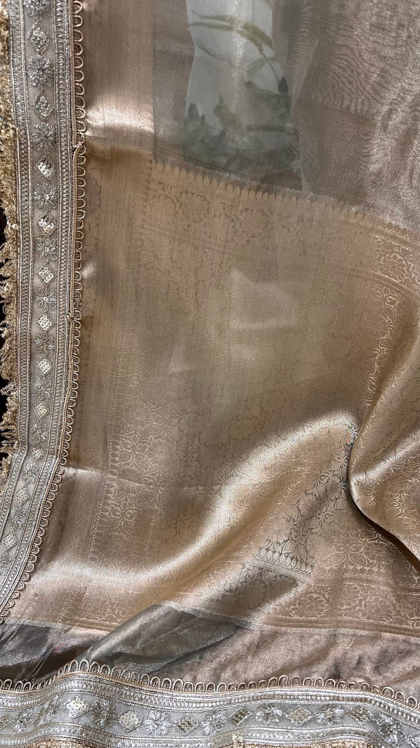 Pure Tissue Silk Handloom Banarasi Saree - with Lace Border