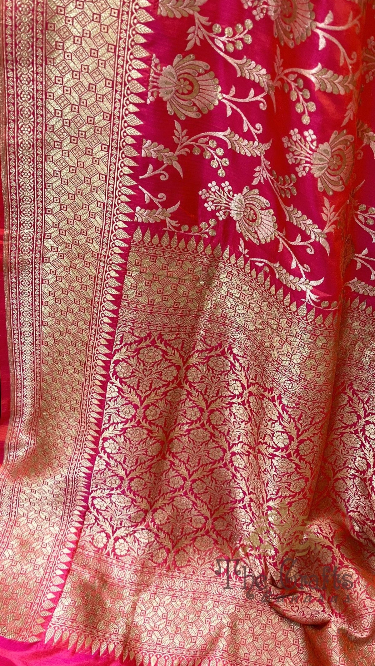 Pure Katan Silk Handloom Banarasi Saree - All Over Sona Rupa Jaal Work