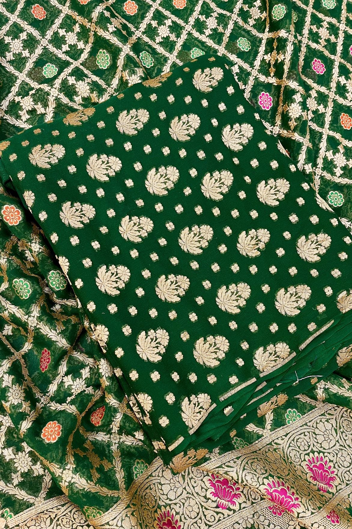 Khaddi Georgette Banarasi Dress Material