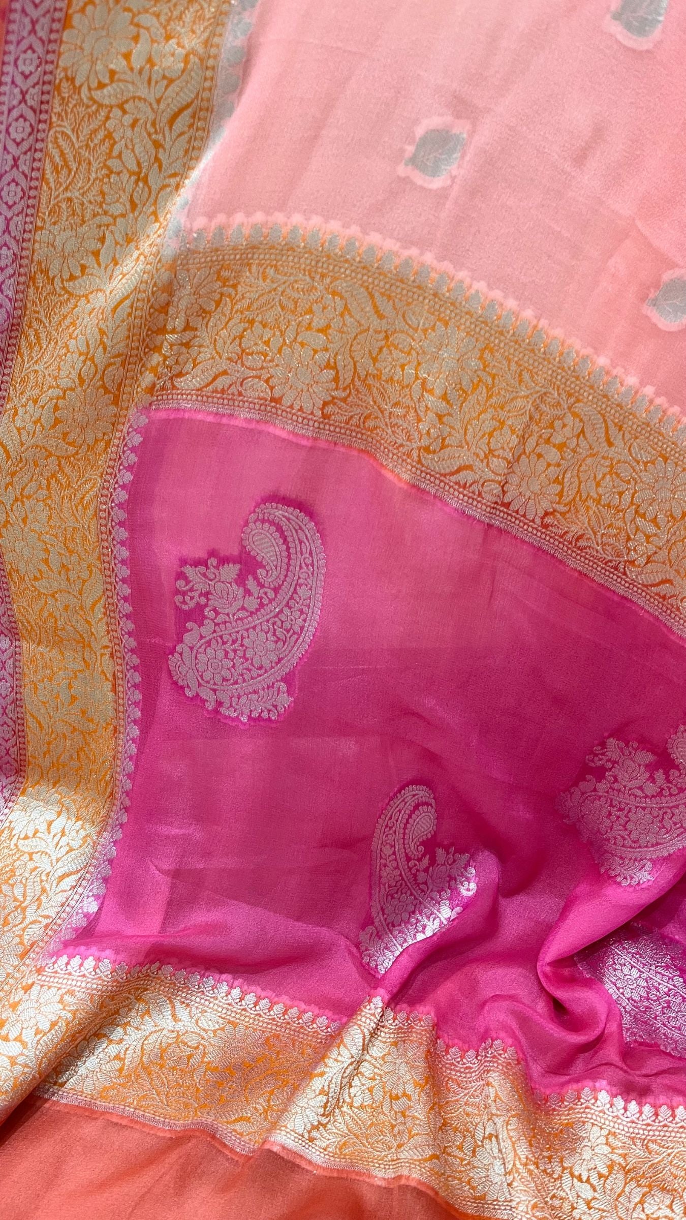Pure Khaddi Chiffon Banarasi Saree - Multicolored