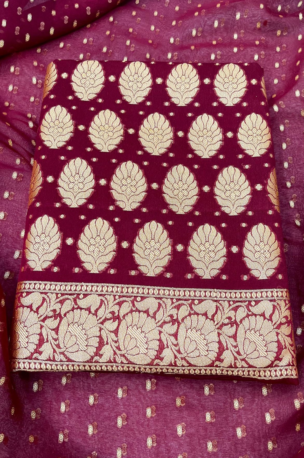 Khaddi Georgette Banarasi Dress Material