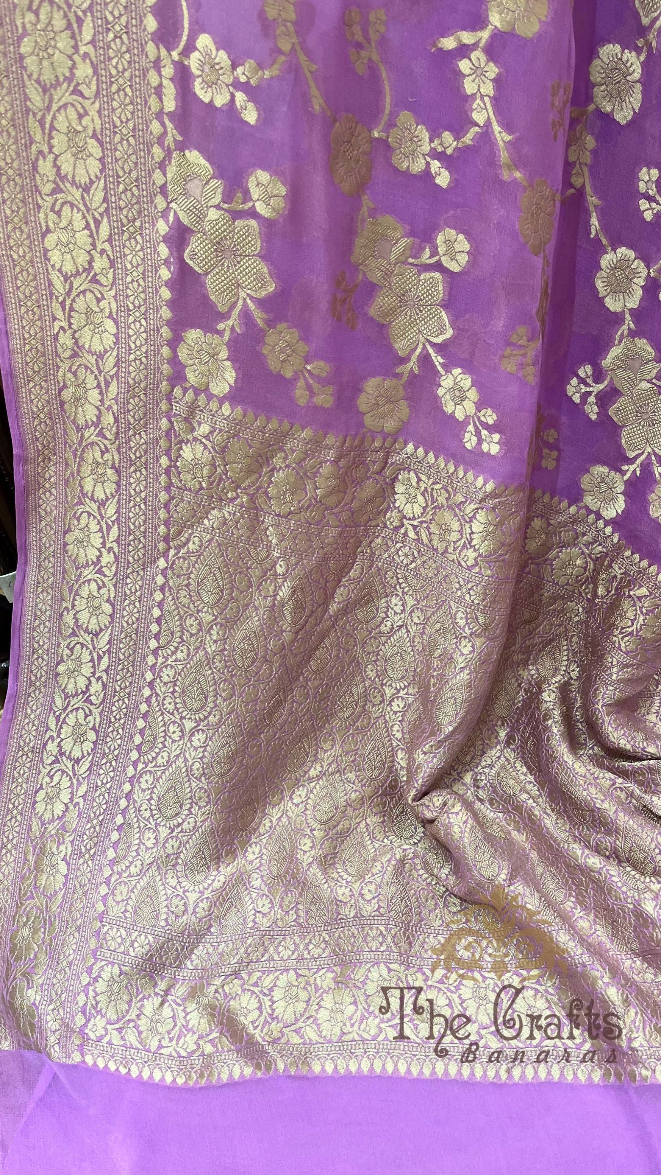Khaddi Georgette Handloom Banarasi Saree