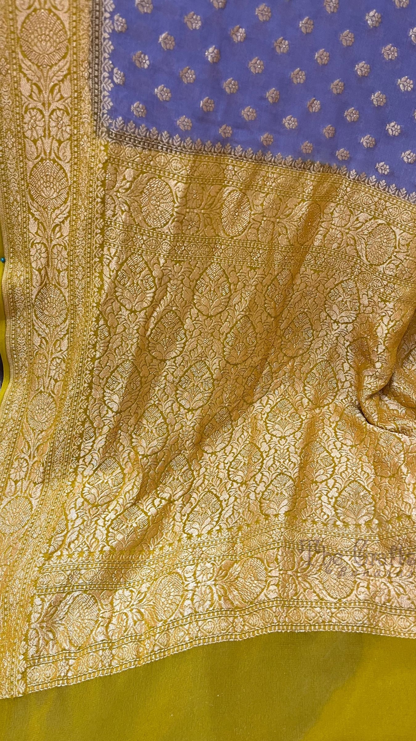 Khaddi Georgette Banarasi Saree - Gold Zari