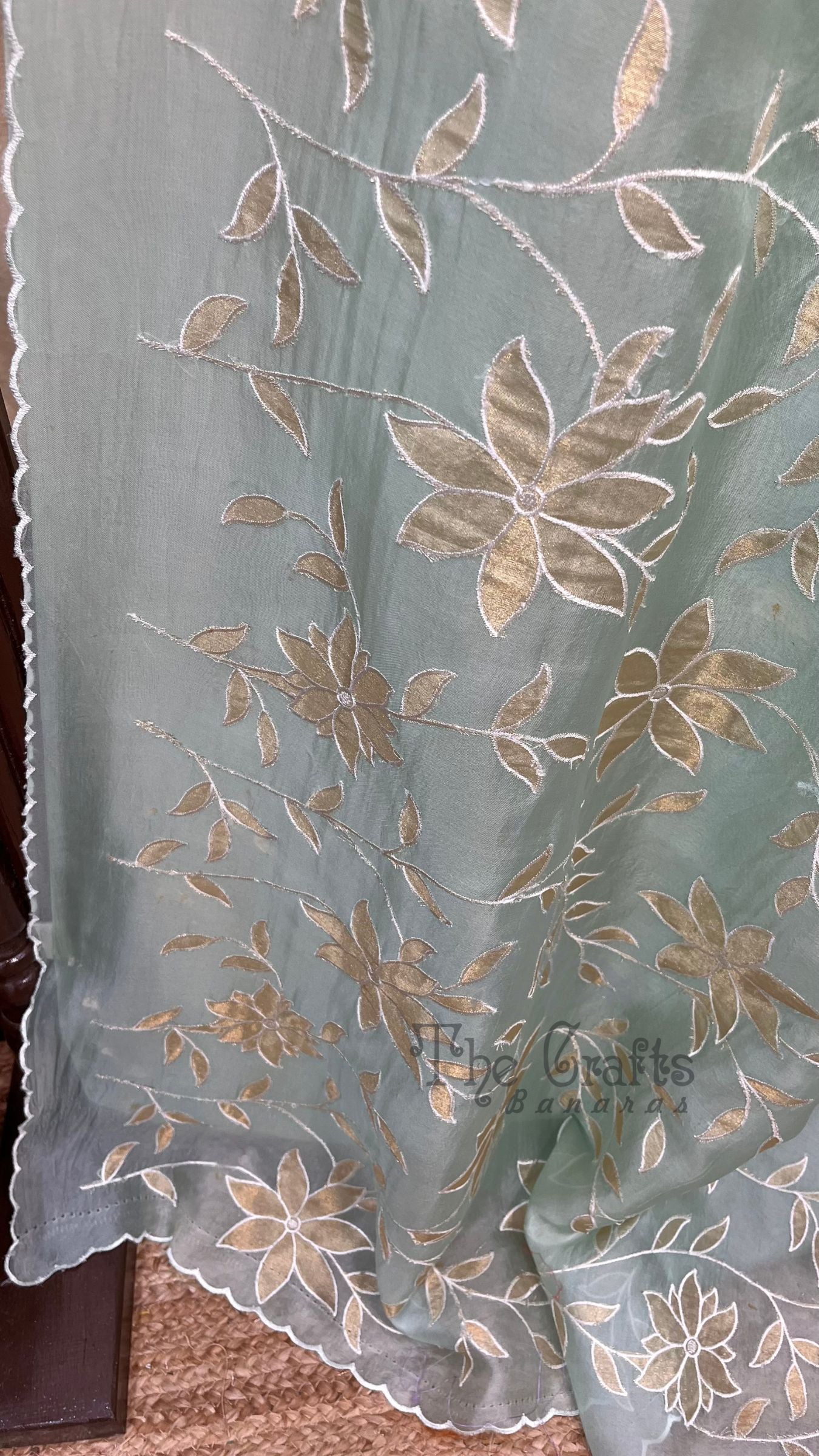 Pure Kora Organza Silk Banarasi Saree - Chikankari all over