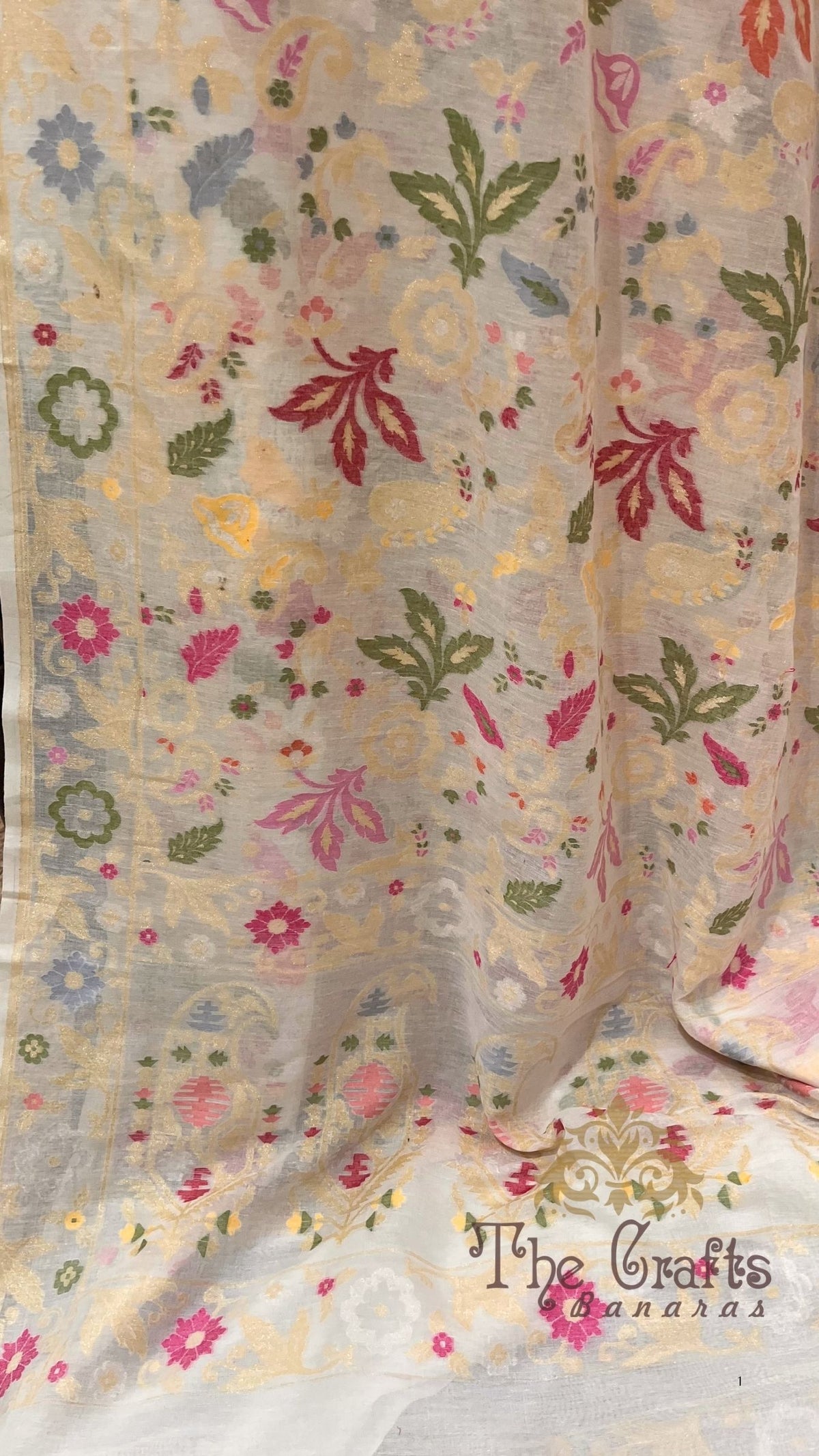Pure Ektara Cotton Jamdani Banarasi Saree - Tilfi