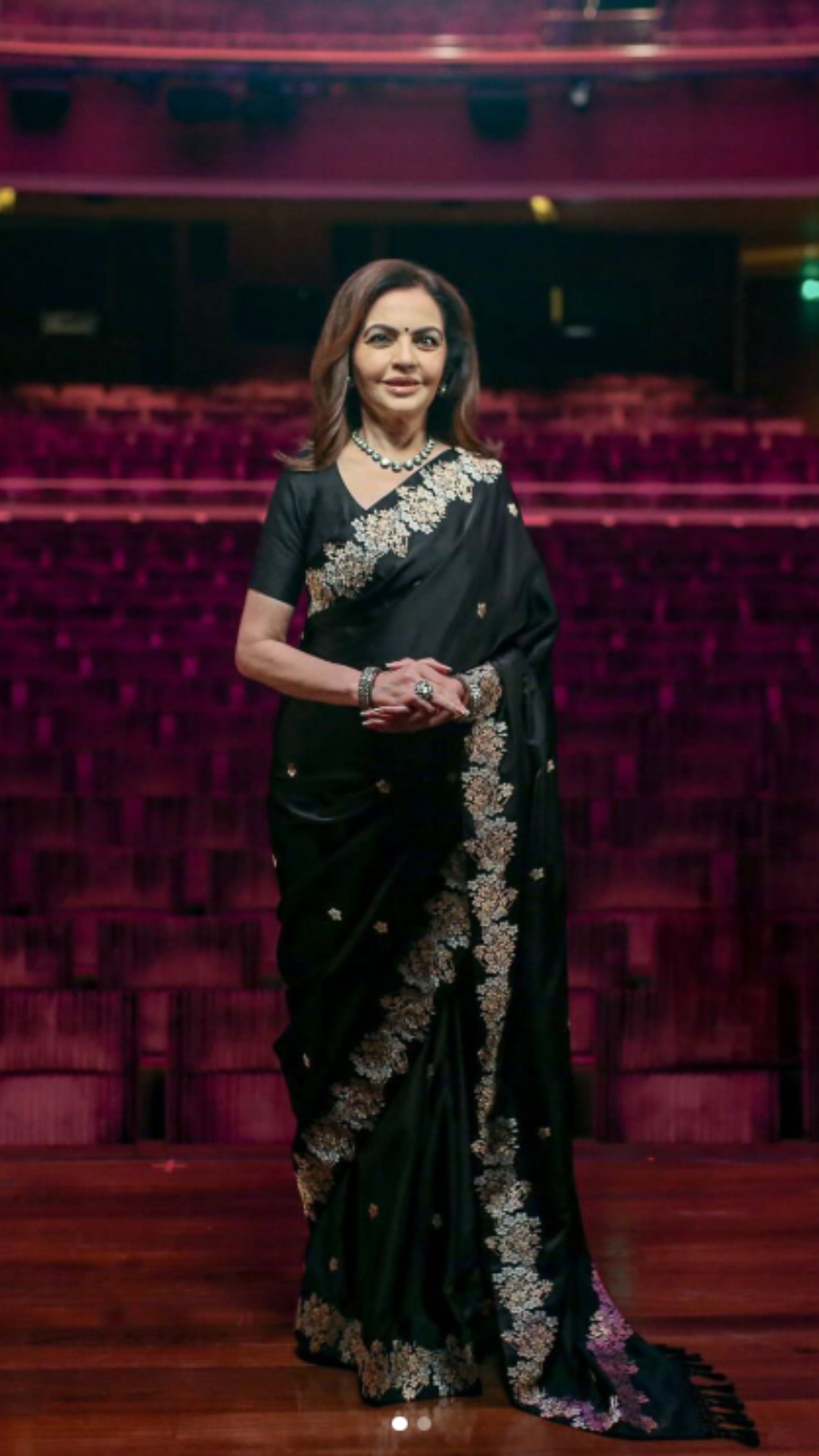 Nita Ambani in Pure Katan Silk Handloom Banarasi Saree - with kadhua motifs