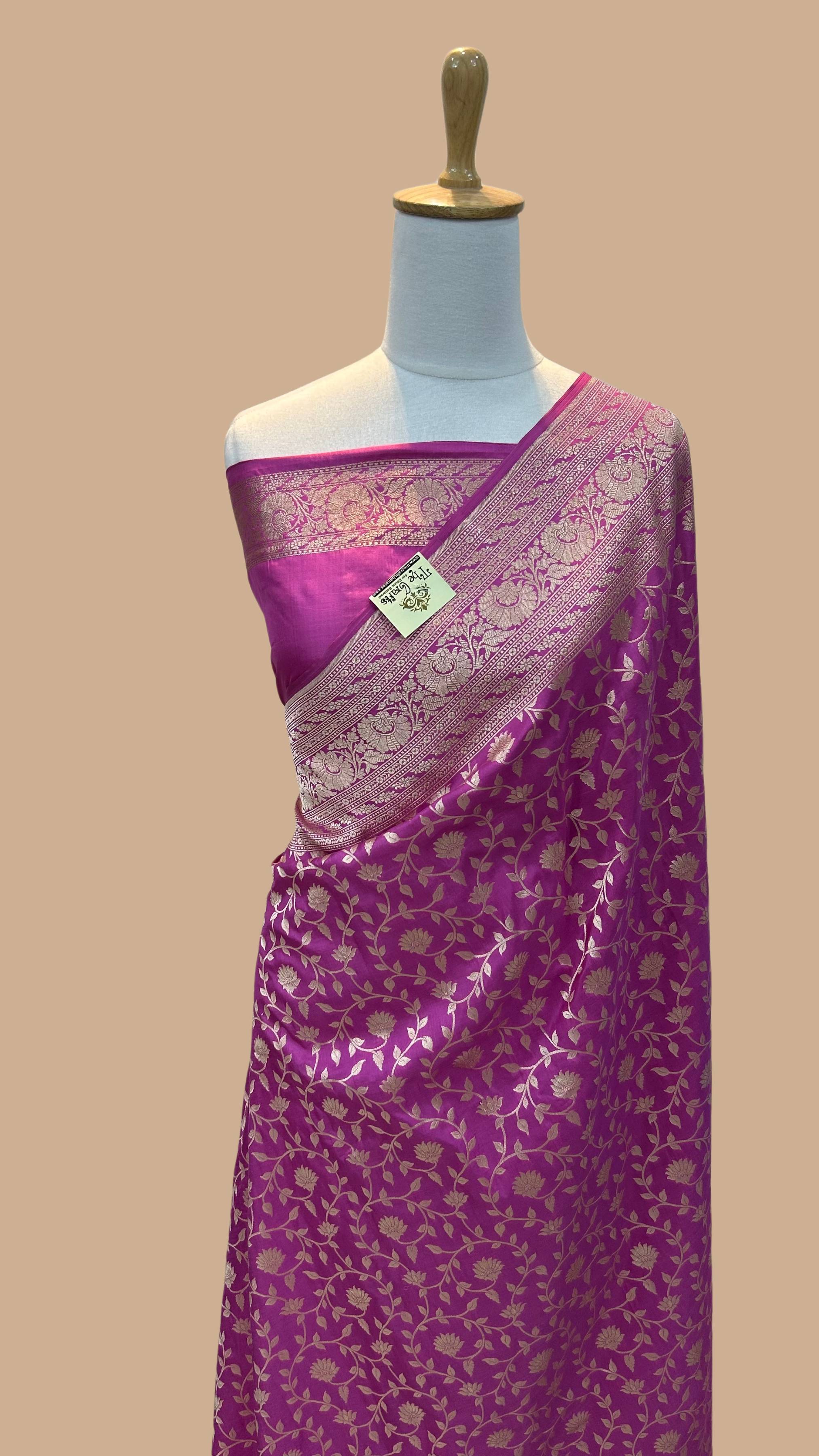 Pure Katan Silk Handloom Banarasi Saree - Jaal work