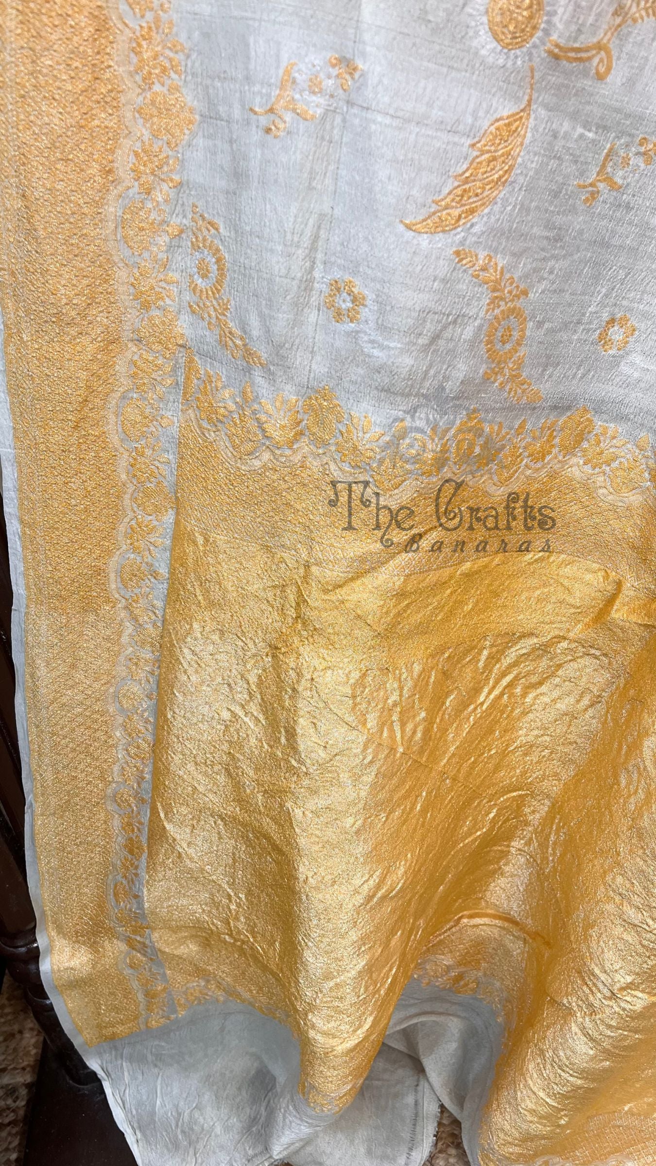Tussar Georgette Handloom Banarasi Saree - With Sona Rupa Jaal Work