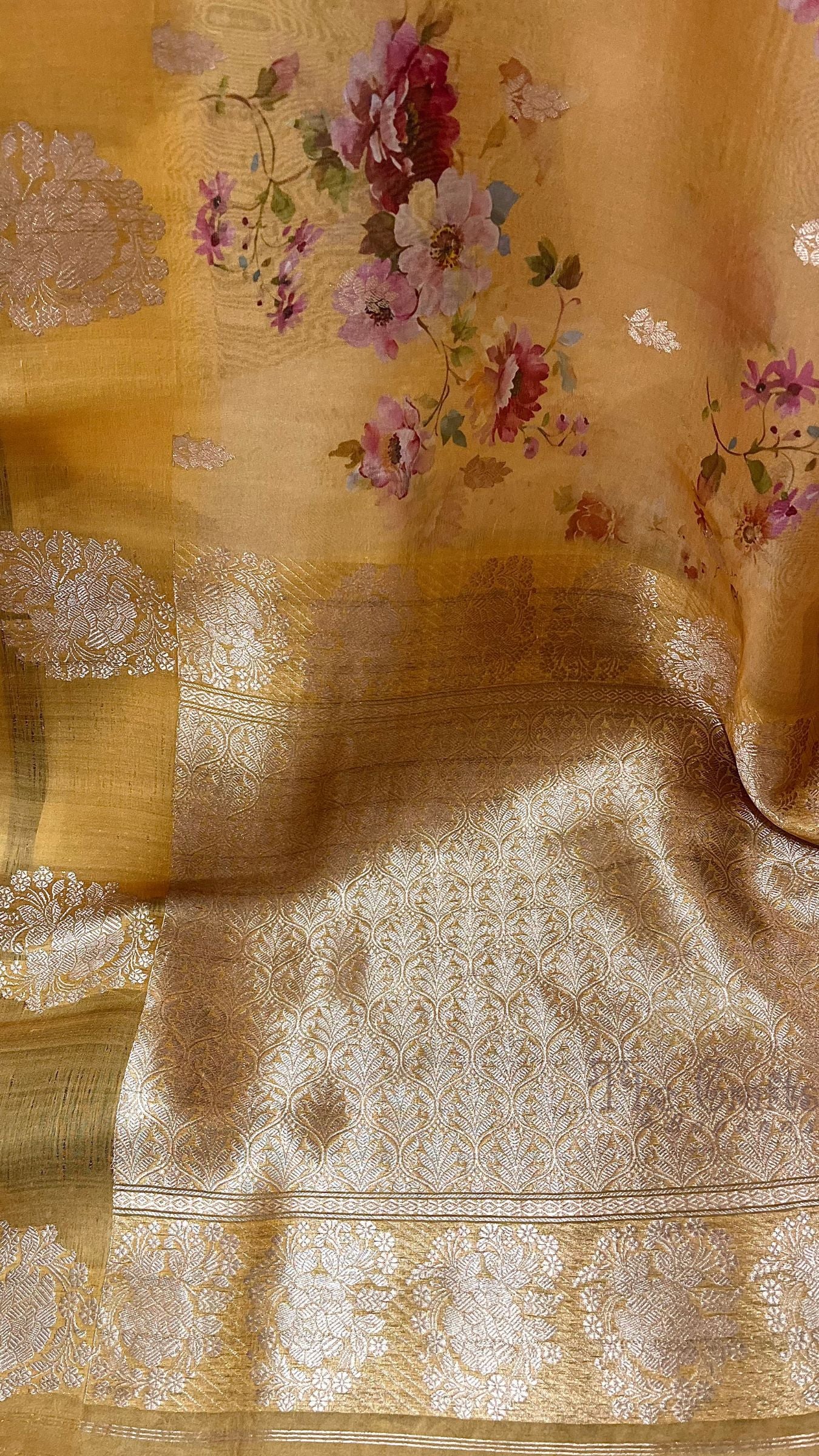 Pure Kora Silk Banarasi Saree - with Digital Print