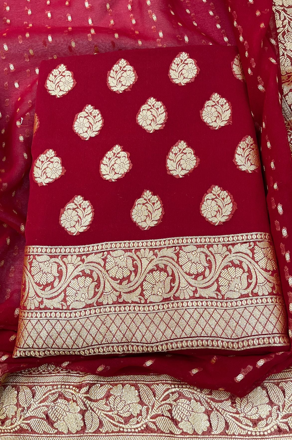 Khaddi Georgette Banarasi Dress Material