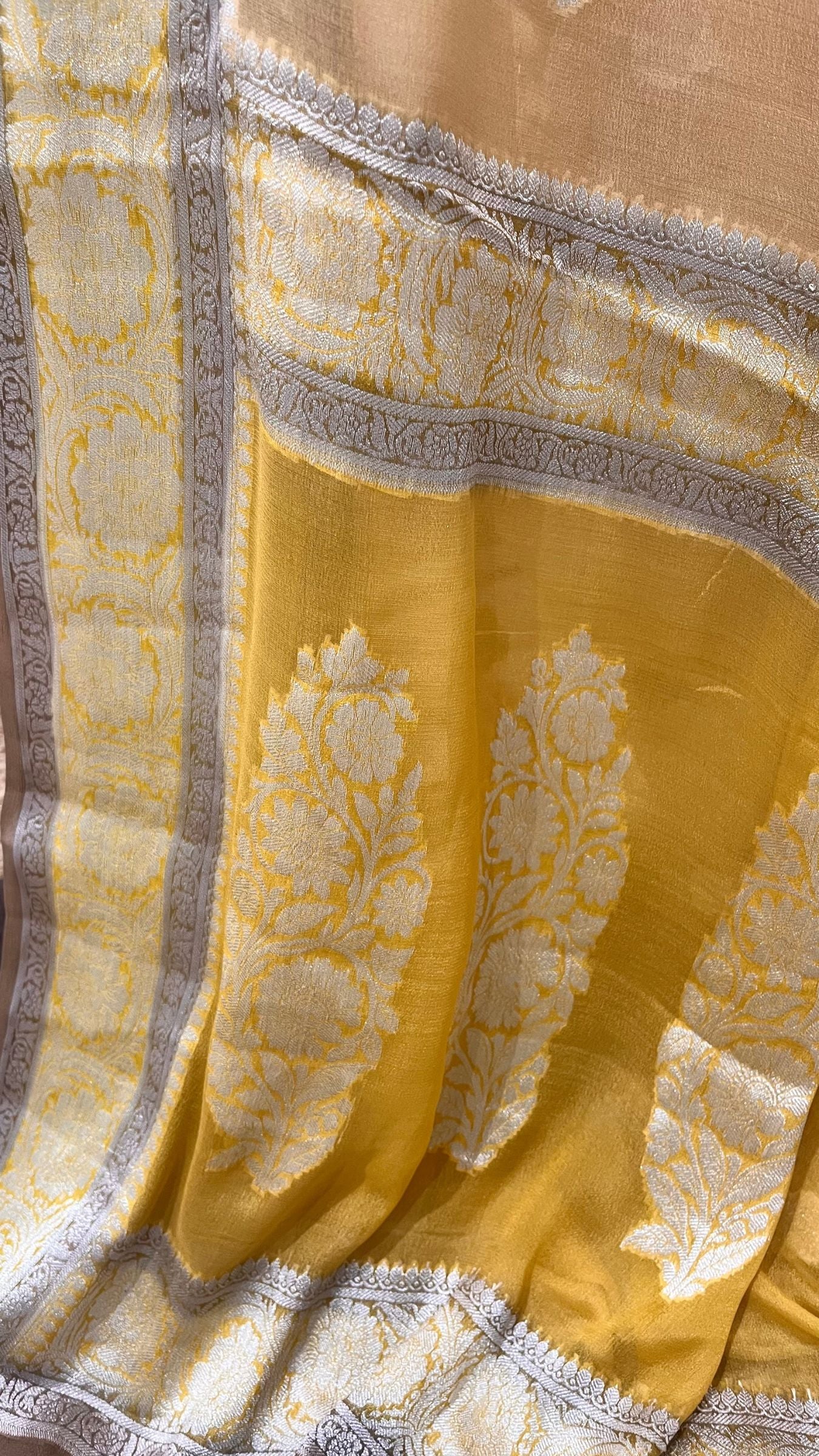Pure Khaddi Chiffon Banarasi Saree - Multicolored