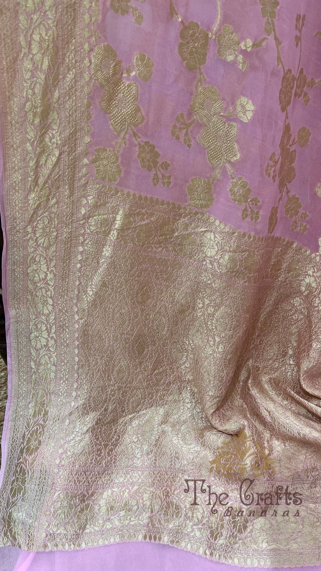 Khaddi Georgette Handloom Banarasi Saree