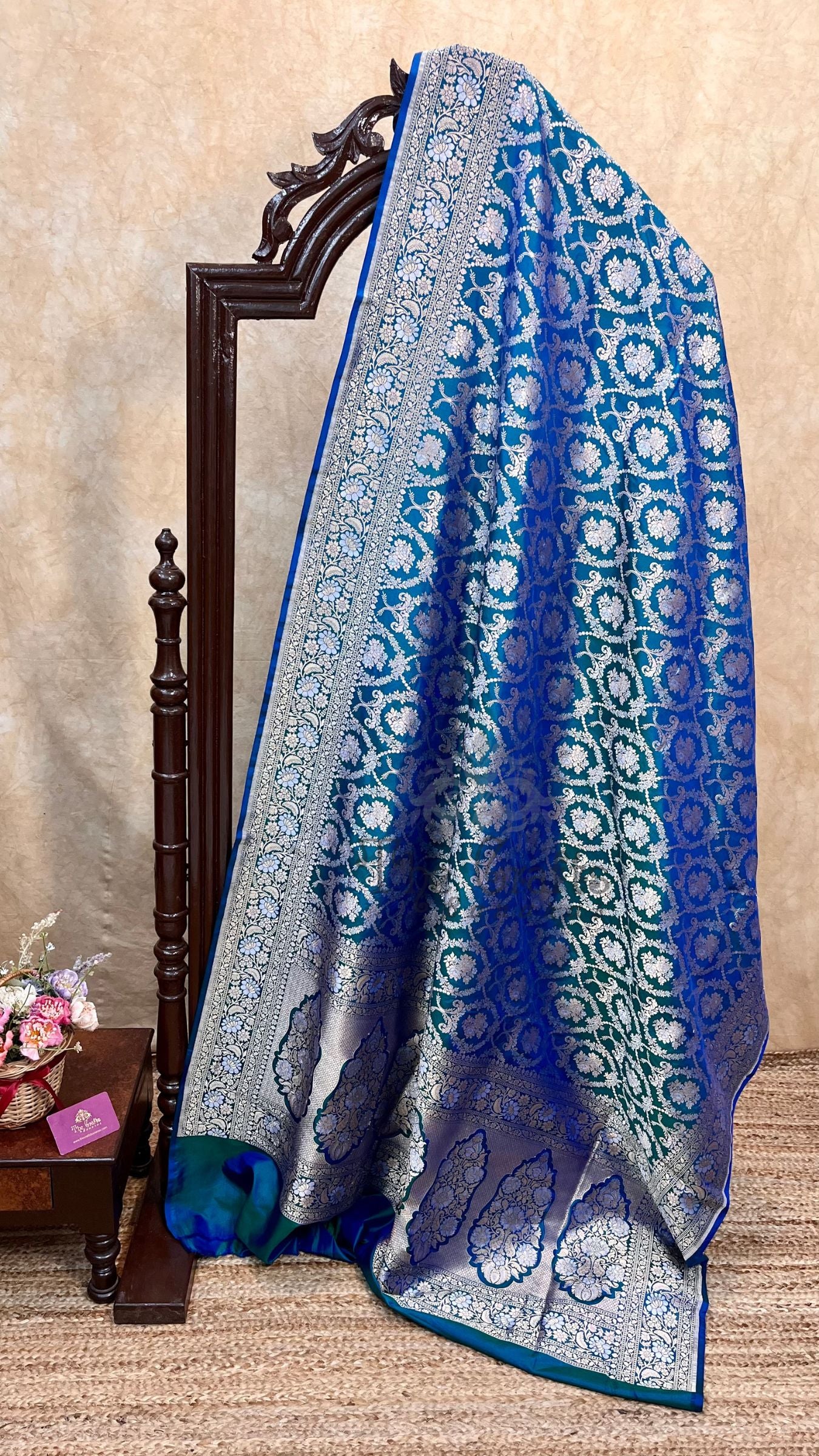 Pure Katan Silk Handloom Banarasi Saree - All Over Sona Rupa Jaal Work