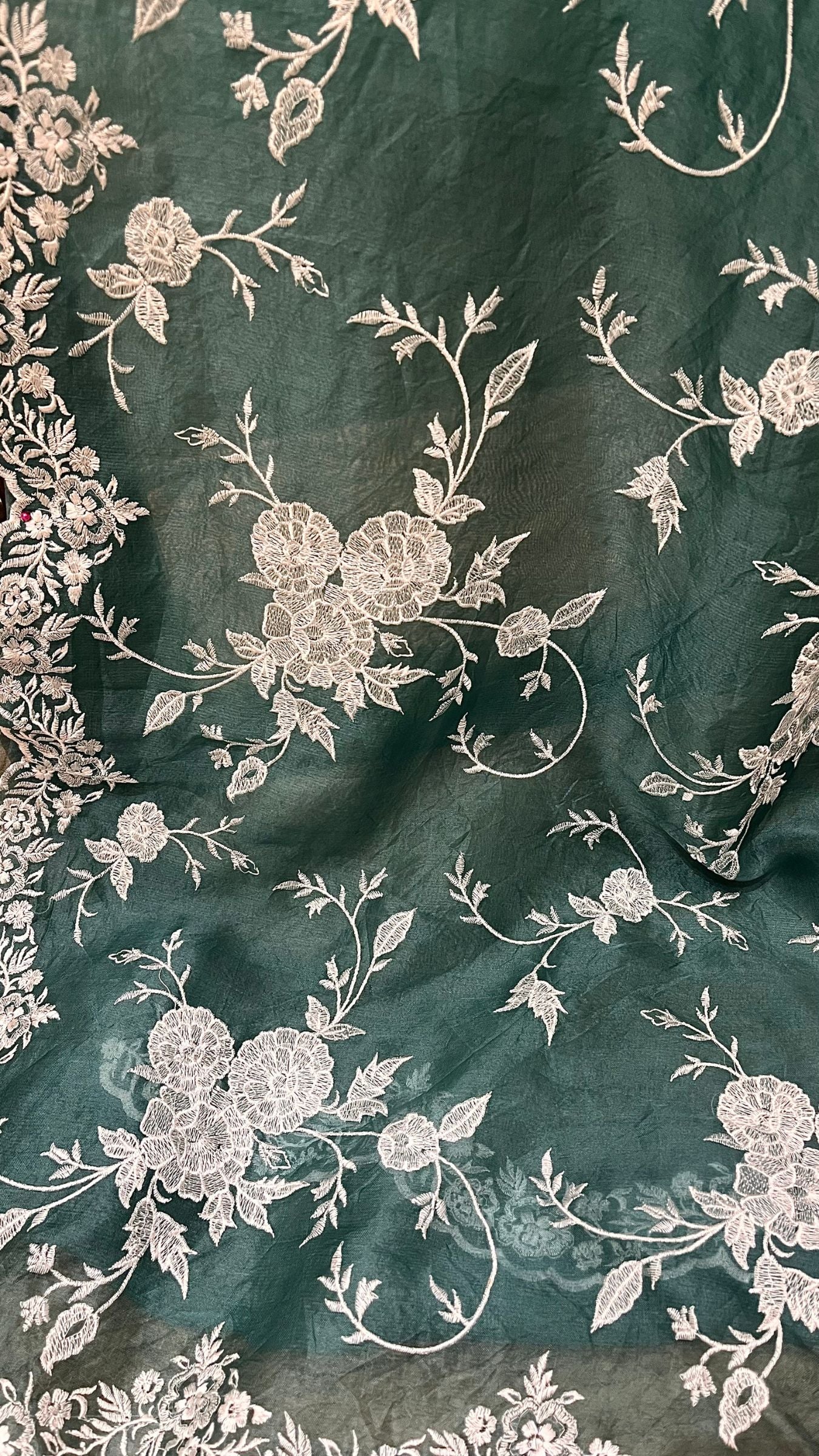 Pure Organza Silk Chikankari Handloom Banarasi Saree