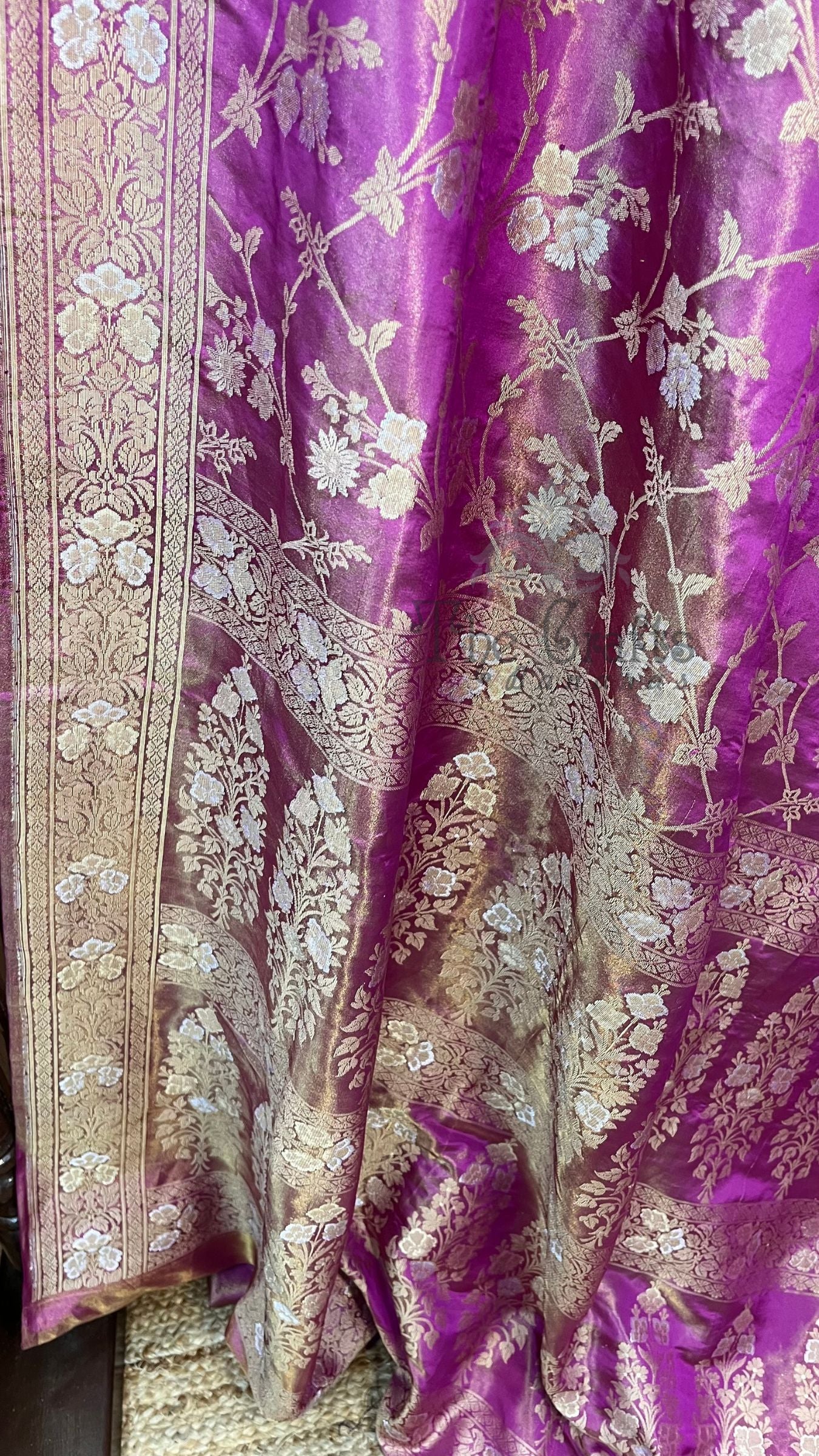 Pure Katan Silk Handloom Banarasi Saree - All over Sona Roopa Jaal work