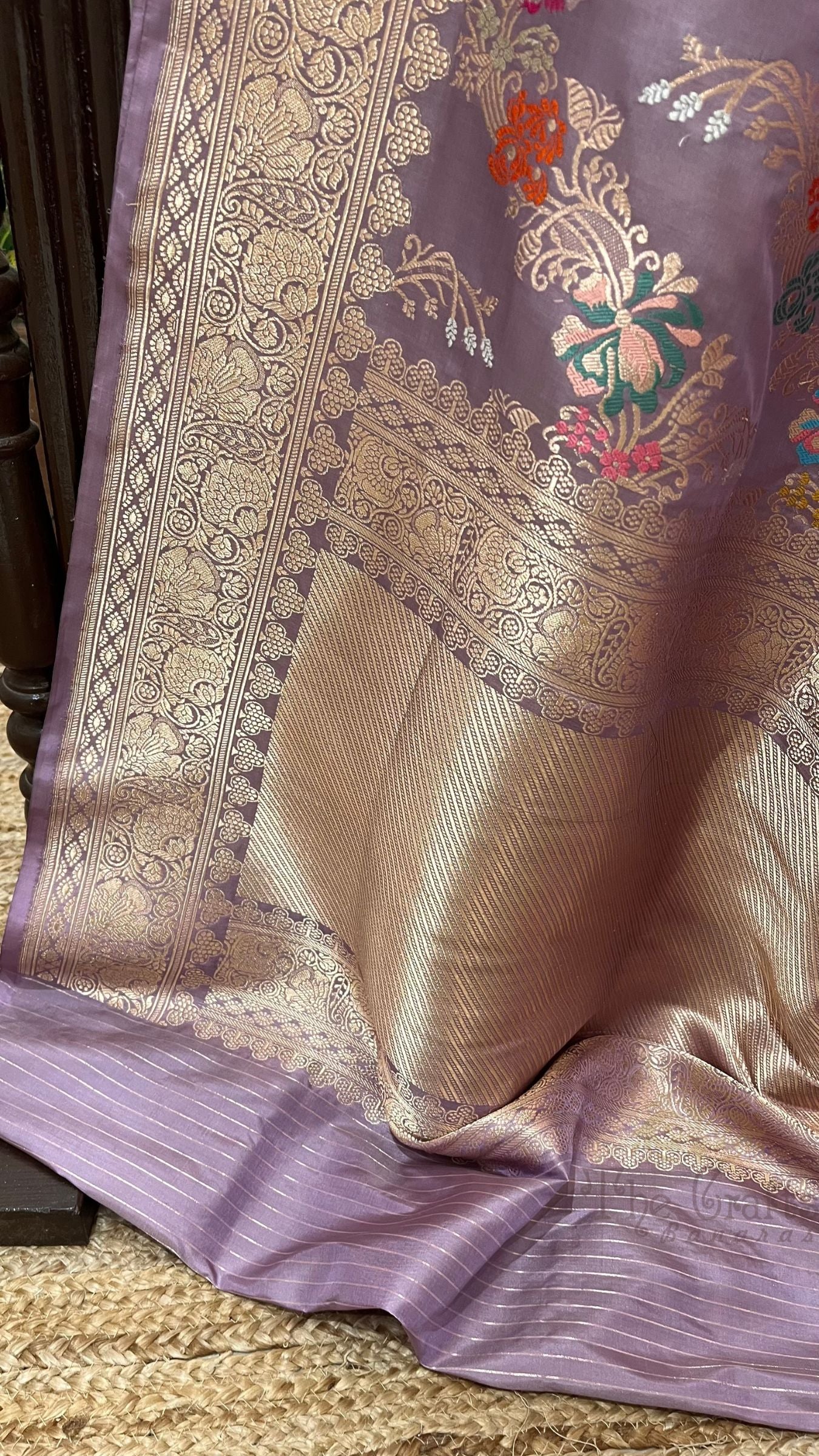 Pure Katan Silk Handloom Banarasi Saree - All Over Kadiyal Multimeena Jangla