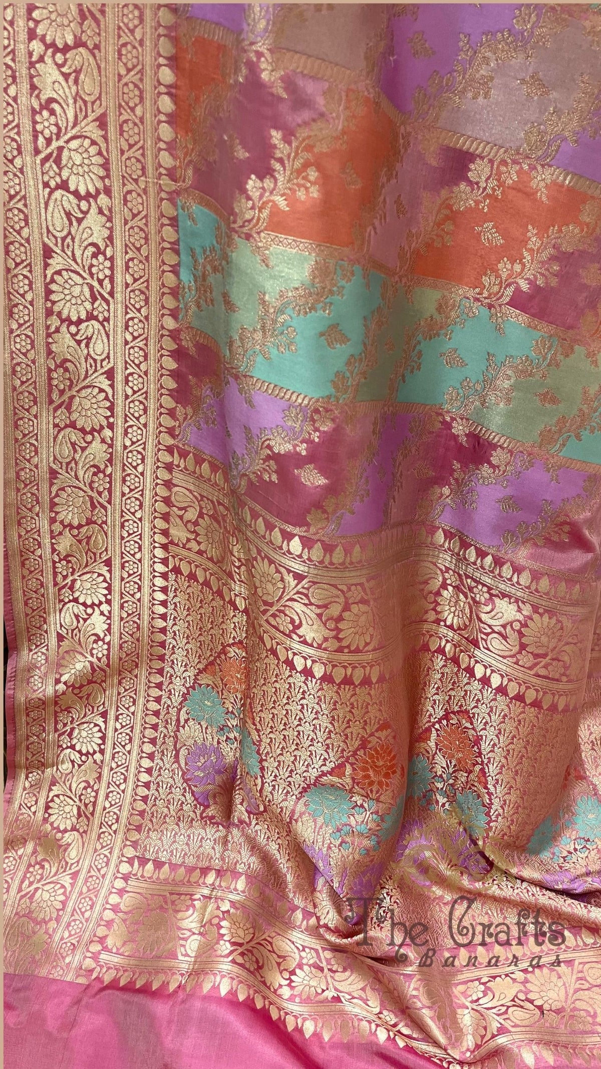 Rangkat Pure Katan Silk Handloom Banarasi Saree - Jaal work with meenakari