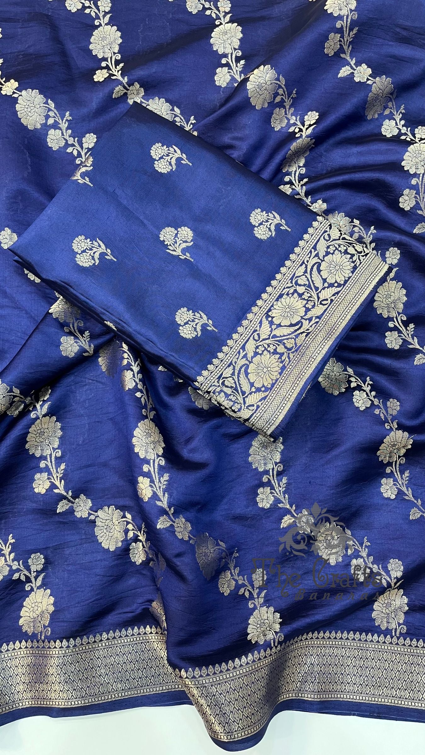 Pure Mango Silk Banarasi Dress Material