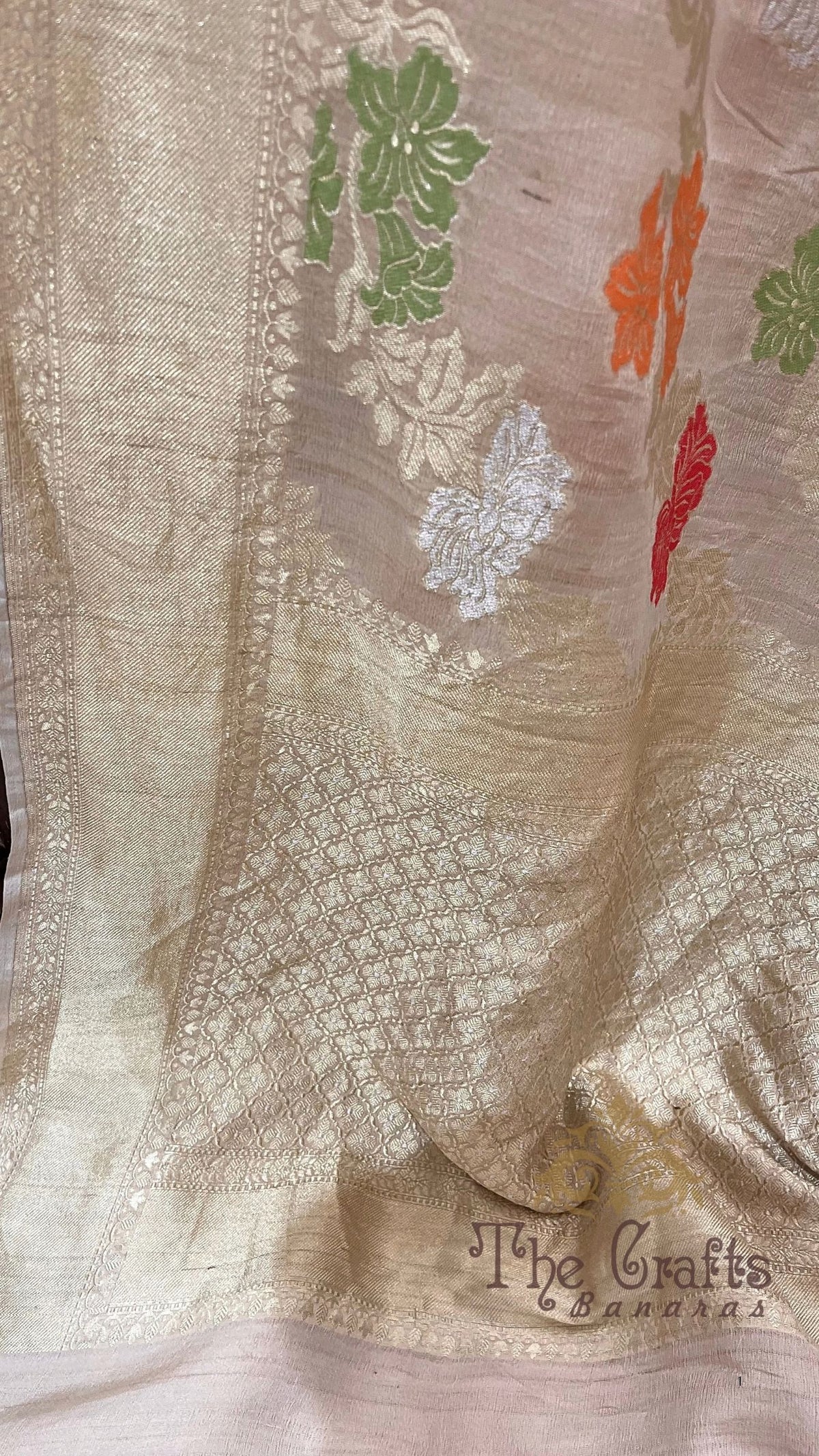 Tussar Georgette Handloom Banarasi Saree - Jaal with Meenakari