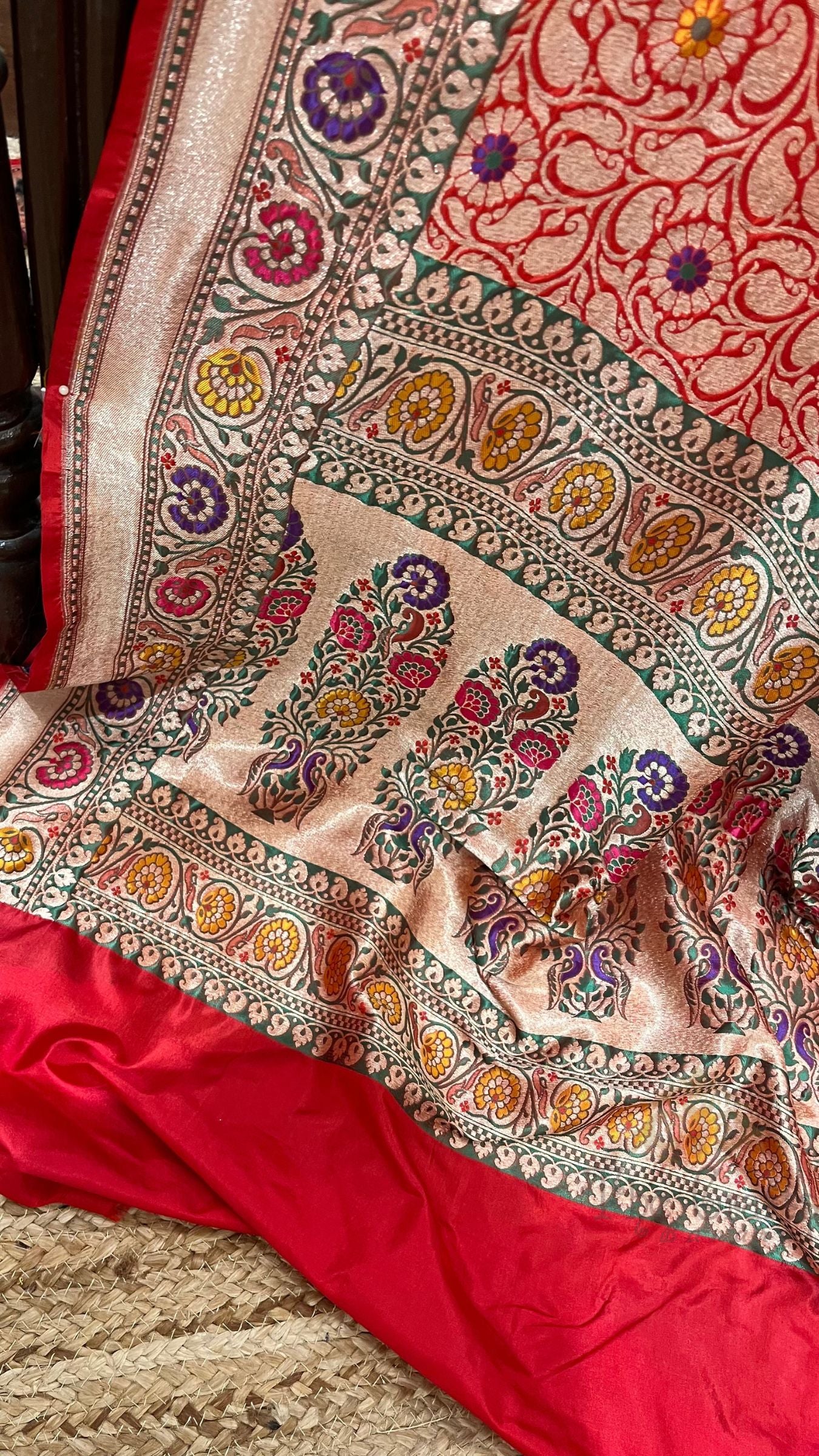 Pure Katan Silk Handloom Banarasi Saree - Kadhua Tilfi Brocade Meena