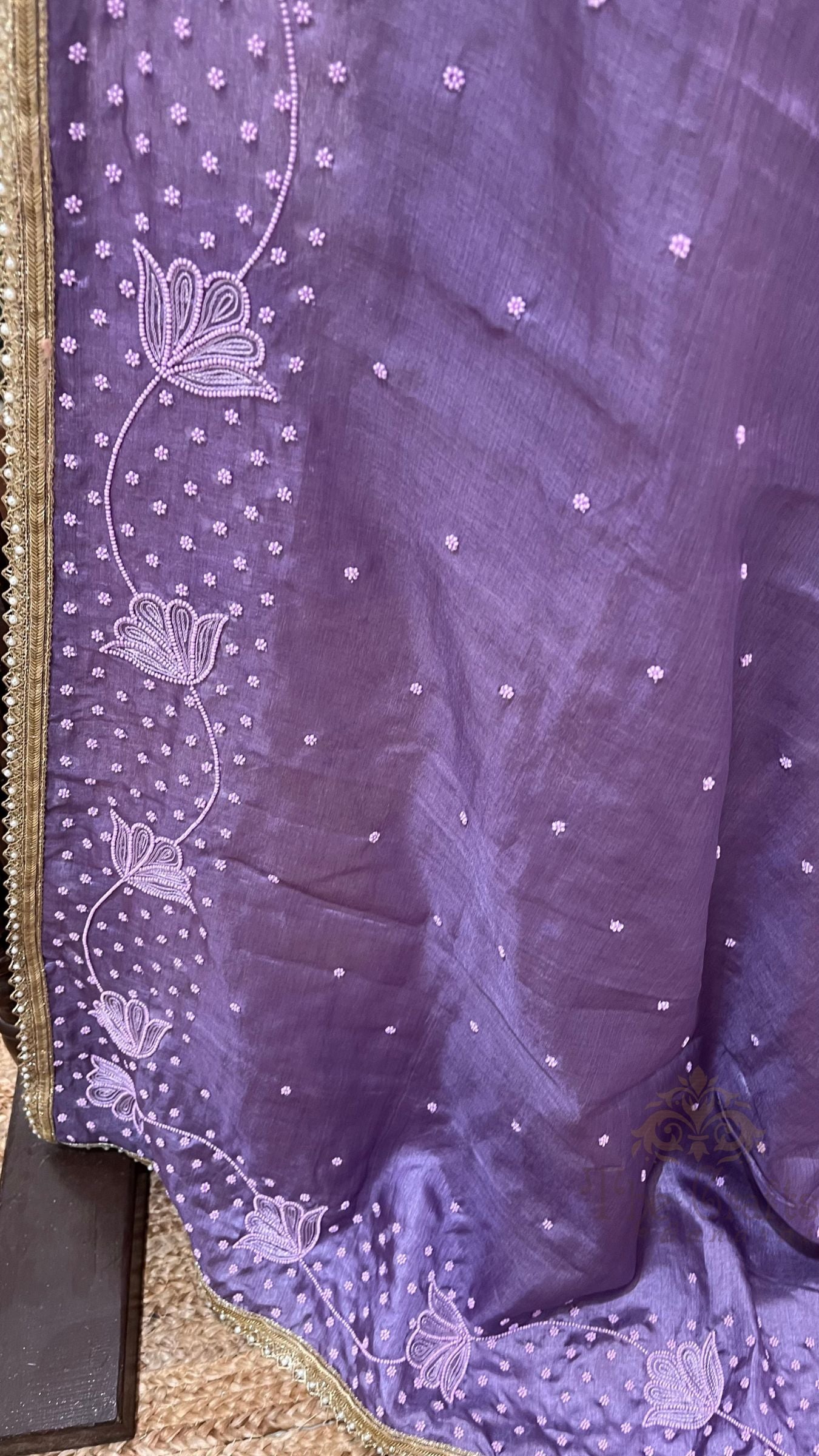 Pure Tussar Silk Handloom Banarasi Saree - handwork motifs