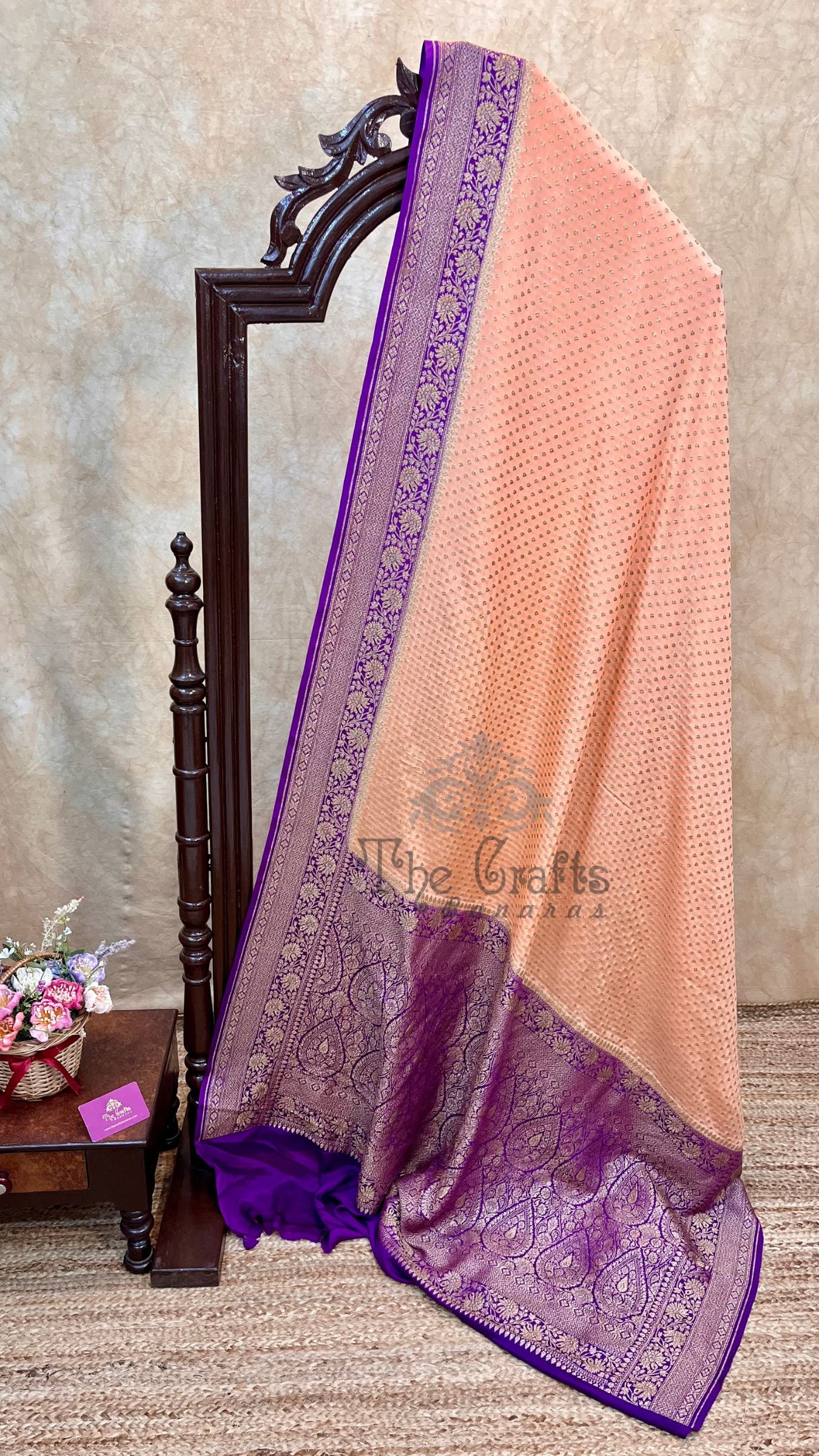 Pure Crepe Georgette Banarasi Saree - Antique Zari