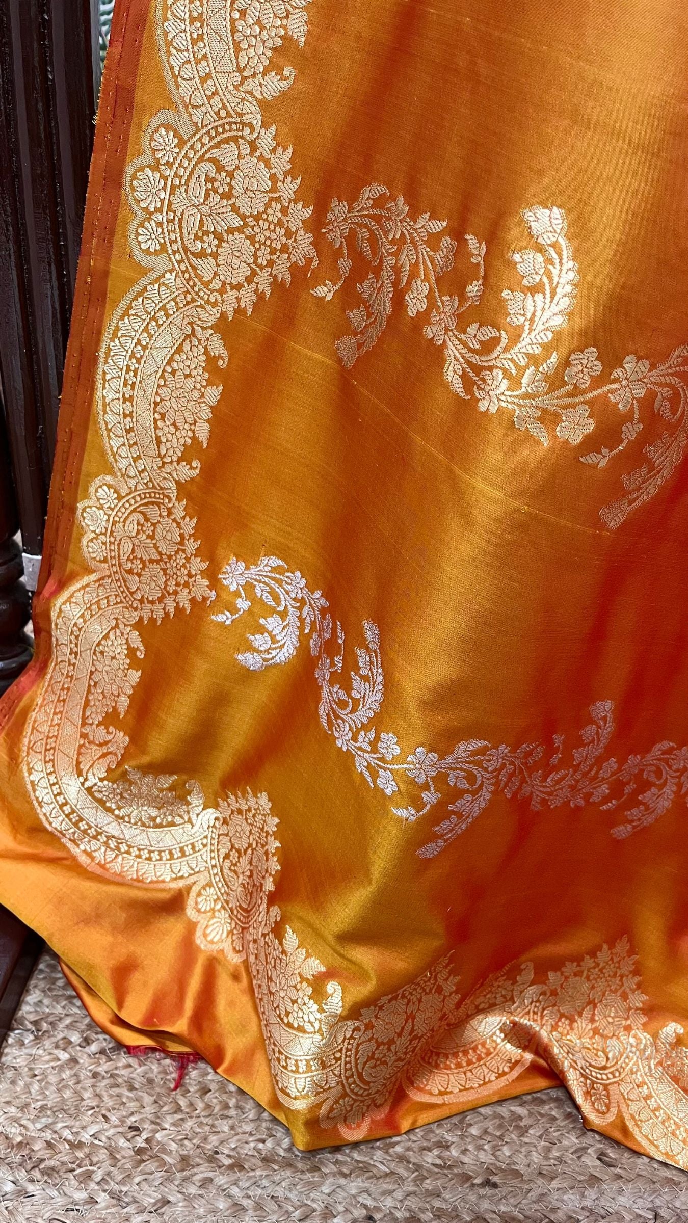 Pure Katan Silk Handloom Banarasi Saree - Sona roopa with kadhua work