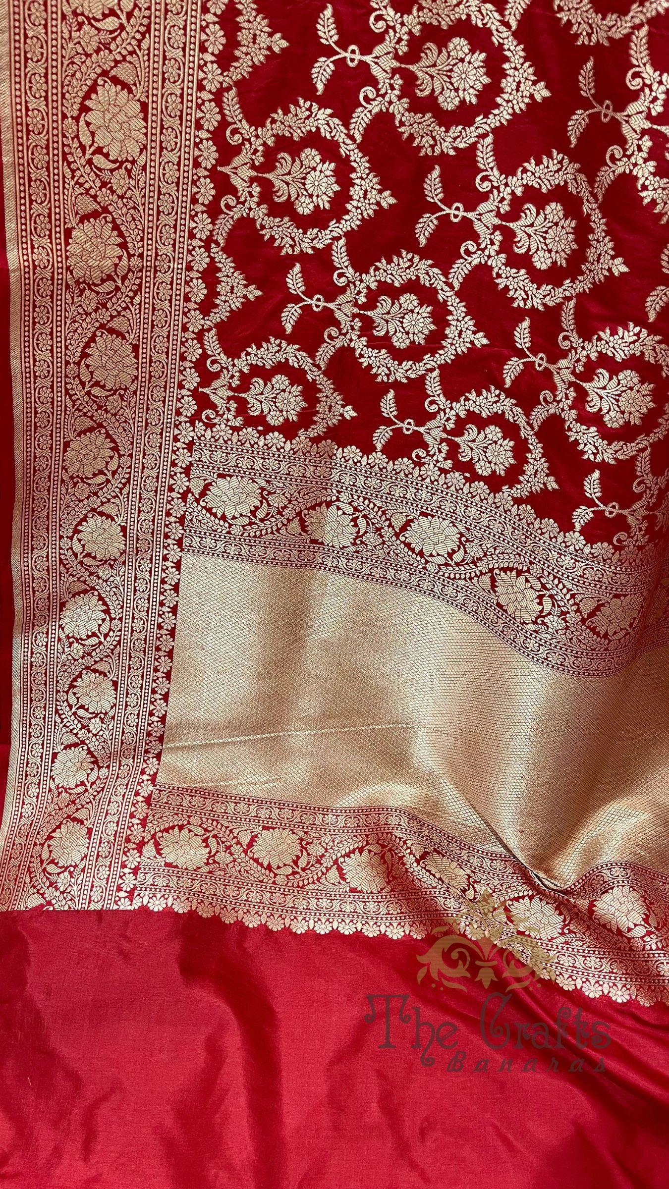 Pure Katan Silk Handloom Banarasi Saree - Jaal work