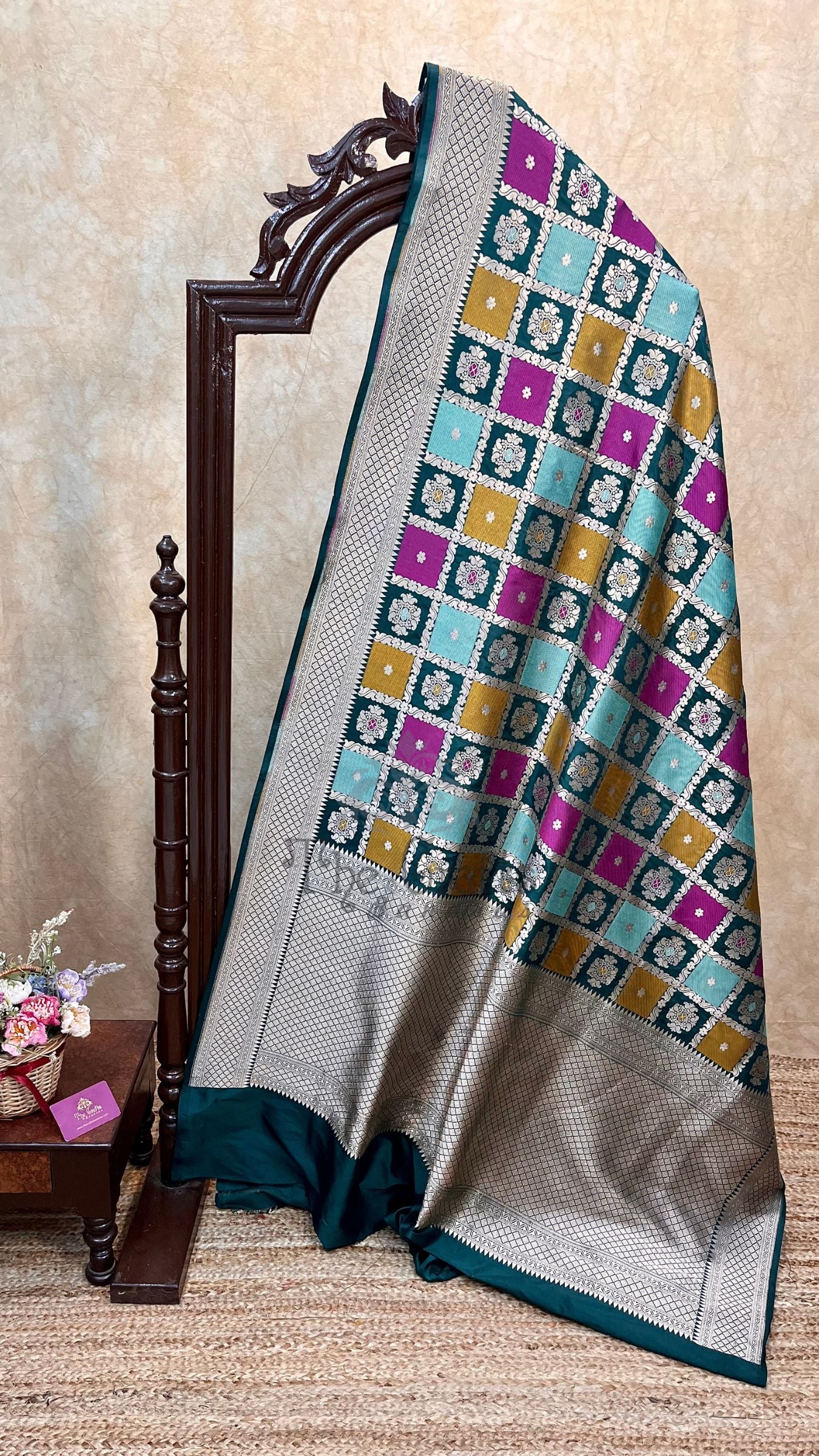 Rangkat Pure Katan Silk Handloom Banarasi Saree - All over Jaal work