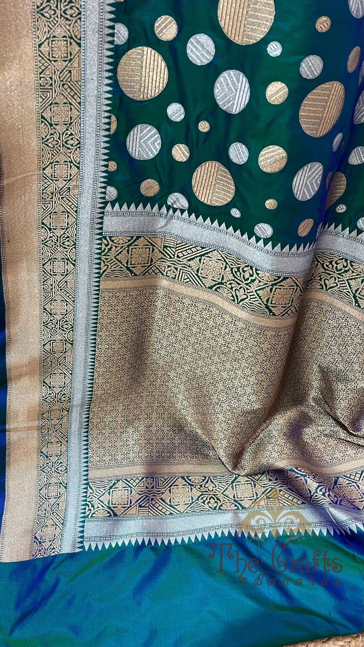 Pure Katan Silk Handloom Banarasi Saree - All over Sona Rupa Jaal Work